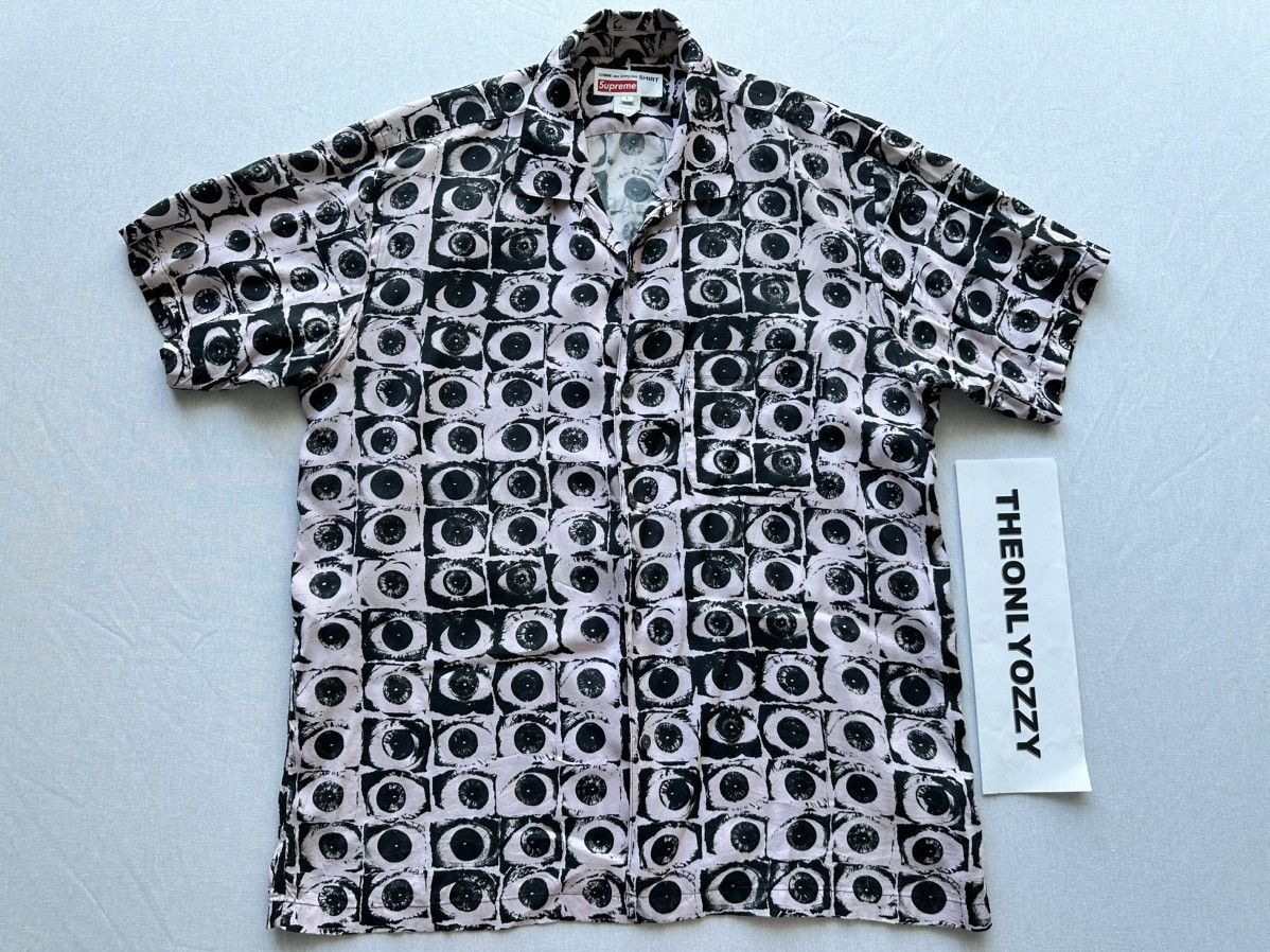 Comme des Garcons Supreme SS17 Supreme x Comme Des Garcon Shirt Eyes Rayon Pink sz L Grailed