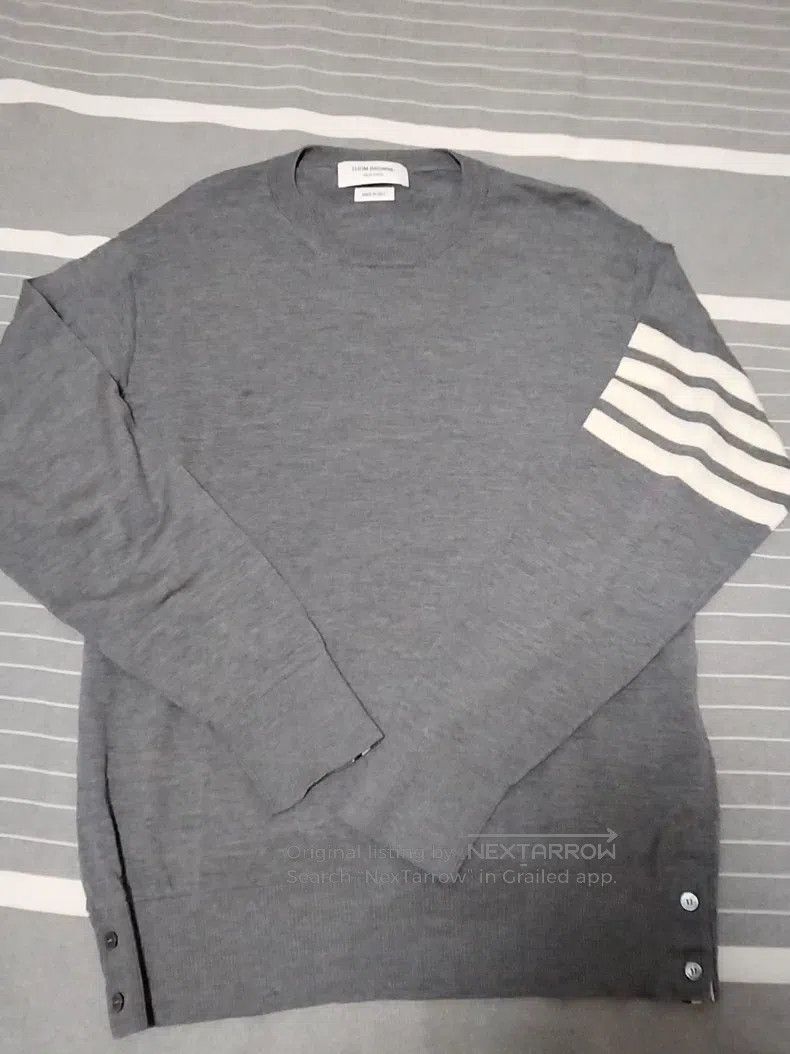 Thom Browne Thom Browne Four Stripes Gray Wool Knit Sweater Size US XL / EU 56 / 4 - 1 Thumbnail