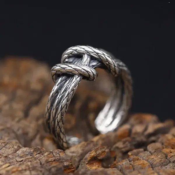 Other Retro Woven Hemp Rope Pattern Ring Size ONE SIZE - 3 Thumbnail