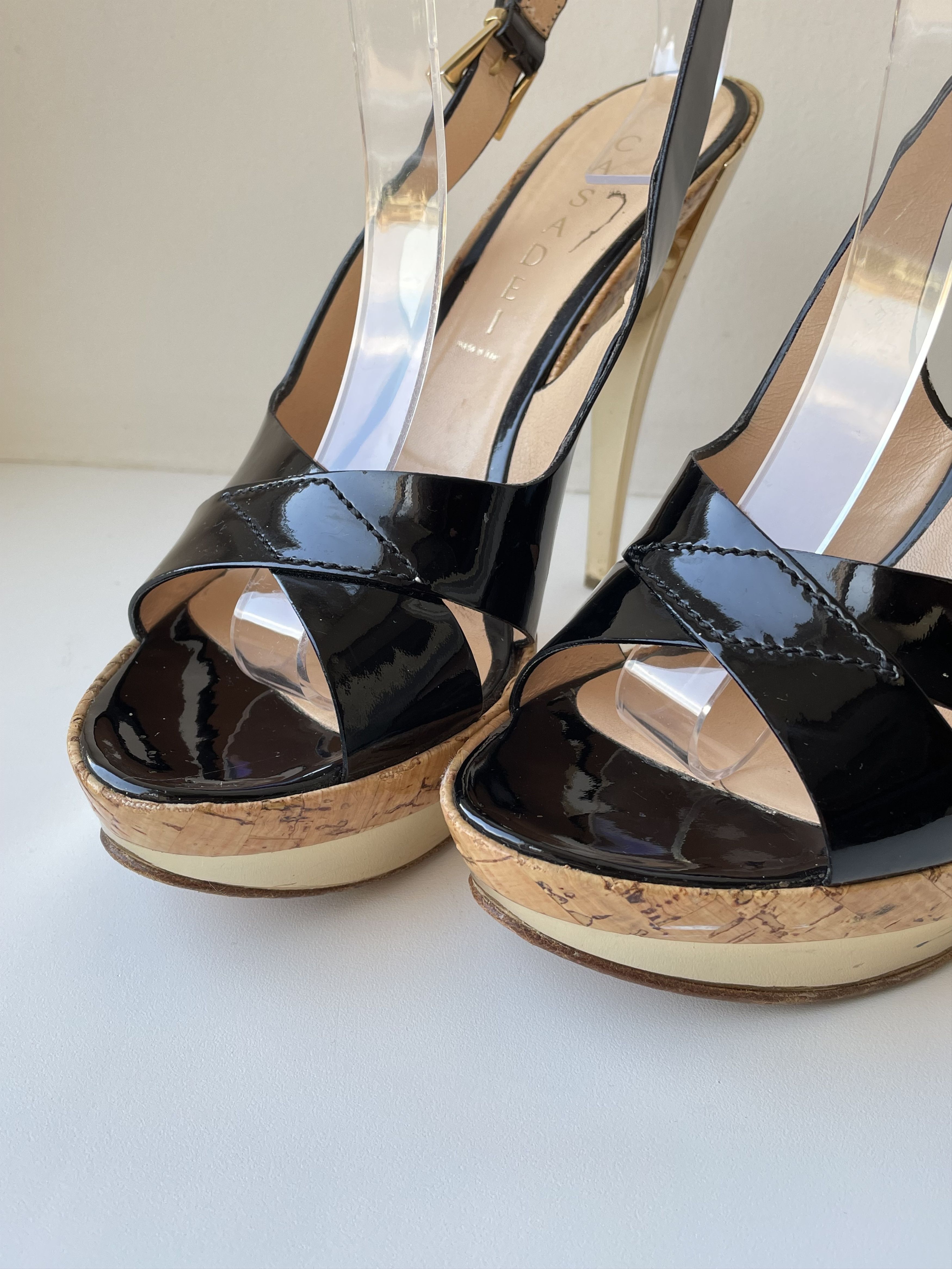 Casadei EUC Casadei 40 Women Platform Sandals Metal Heel Size US 10 / IT 40 - 6 Thumbnail