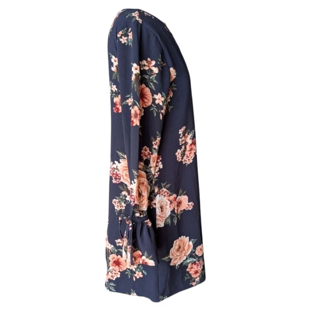 Vintage Navy Blue Floral Strappy V-Neck Bell Sleeve Shift Dress Boho Hippie Cottagecore Altar'd State Women S Bell Sleeve Dress Size S / US 4 / IT 40 - 4 Thumbnail