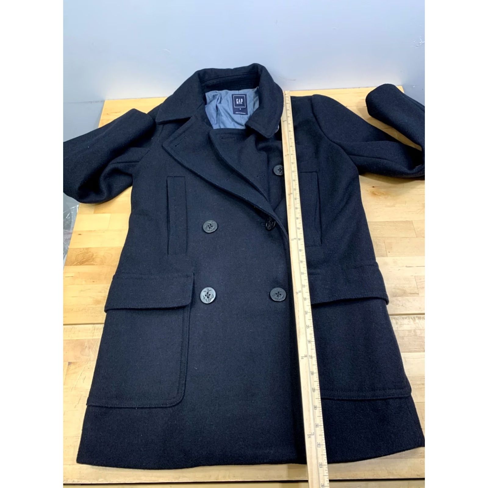 Gap Gap Pea Coat Wool Blend Mens M Long True Navy Blue 12774 Size US M / EU 48-50 / 2 - 6 Thumbnail