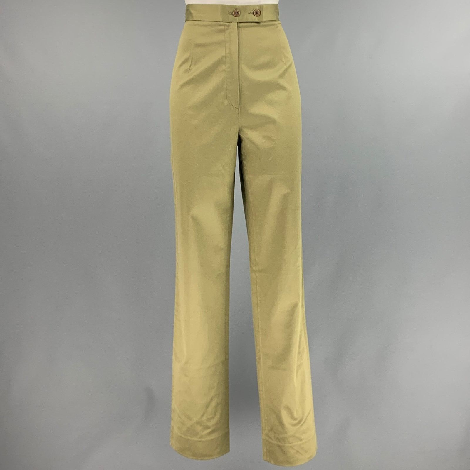 Other Size 10 Green Cotton Spandex High Waisted Casual Pants Size 32" / US 10 / IT 46 - 1 Thumbnail