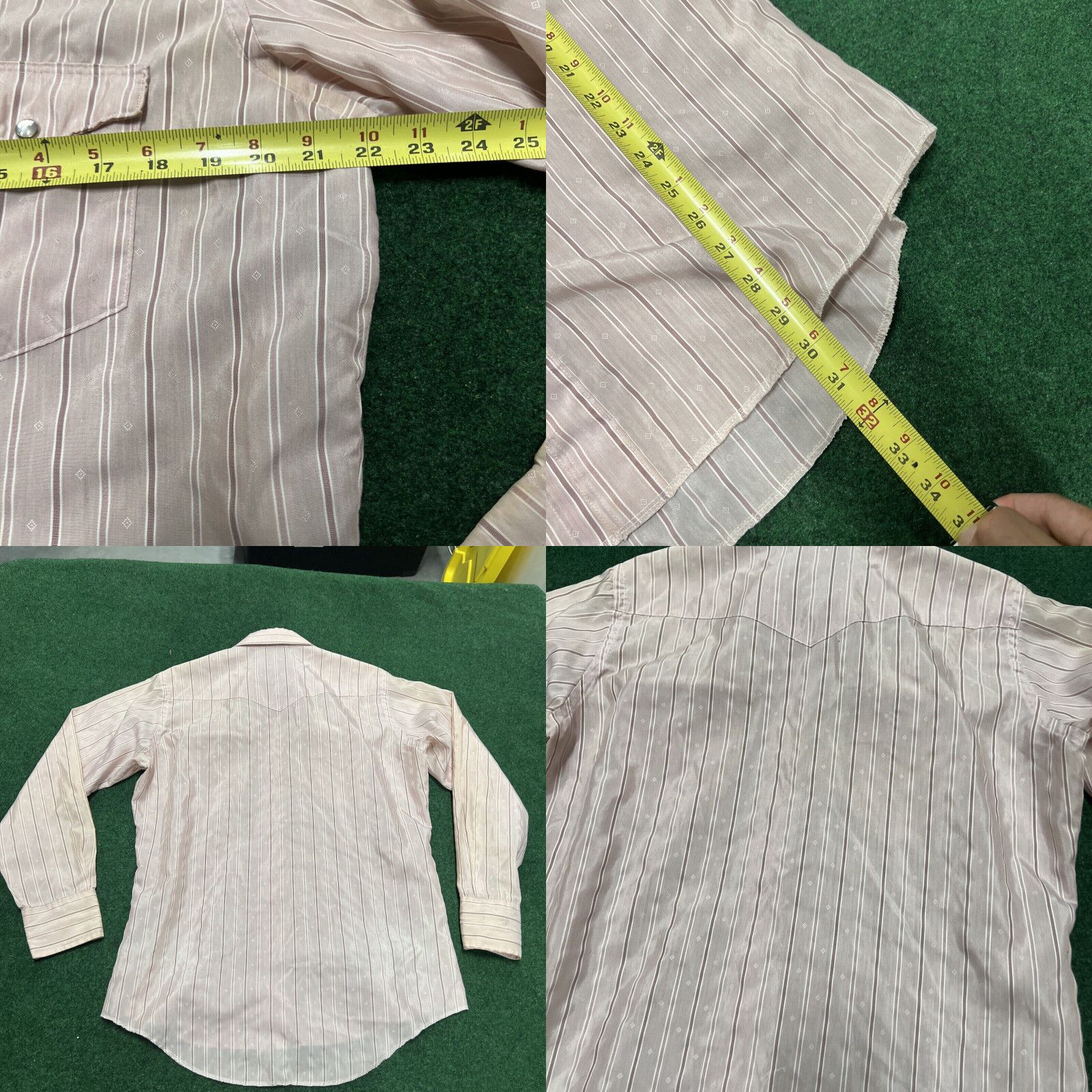 Wrangler Vintage Wrangler Shirt Men 16.5x35 Large Pink Striped Pearl Snap Western USA Size US L / EU 52-54 / 3 - 8 Thumbnail