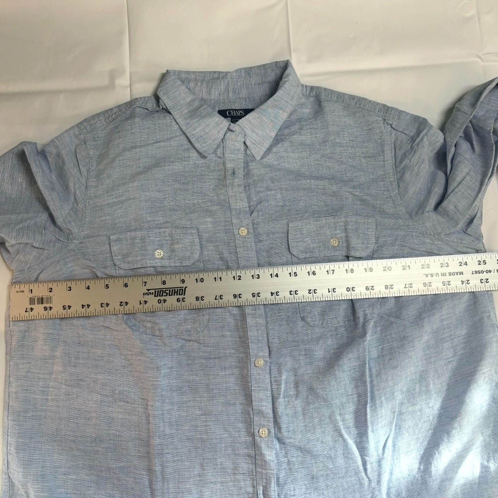 Chaps Chaps Shirt Size 2X Blue Linen Cotton Easy Care Button Up Long Sleeve Women's Size XXL / US 16-18 / IT 52-54 - 7 Thumbnail