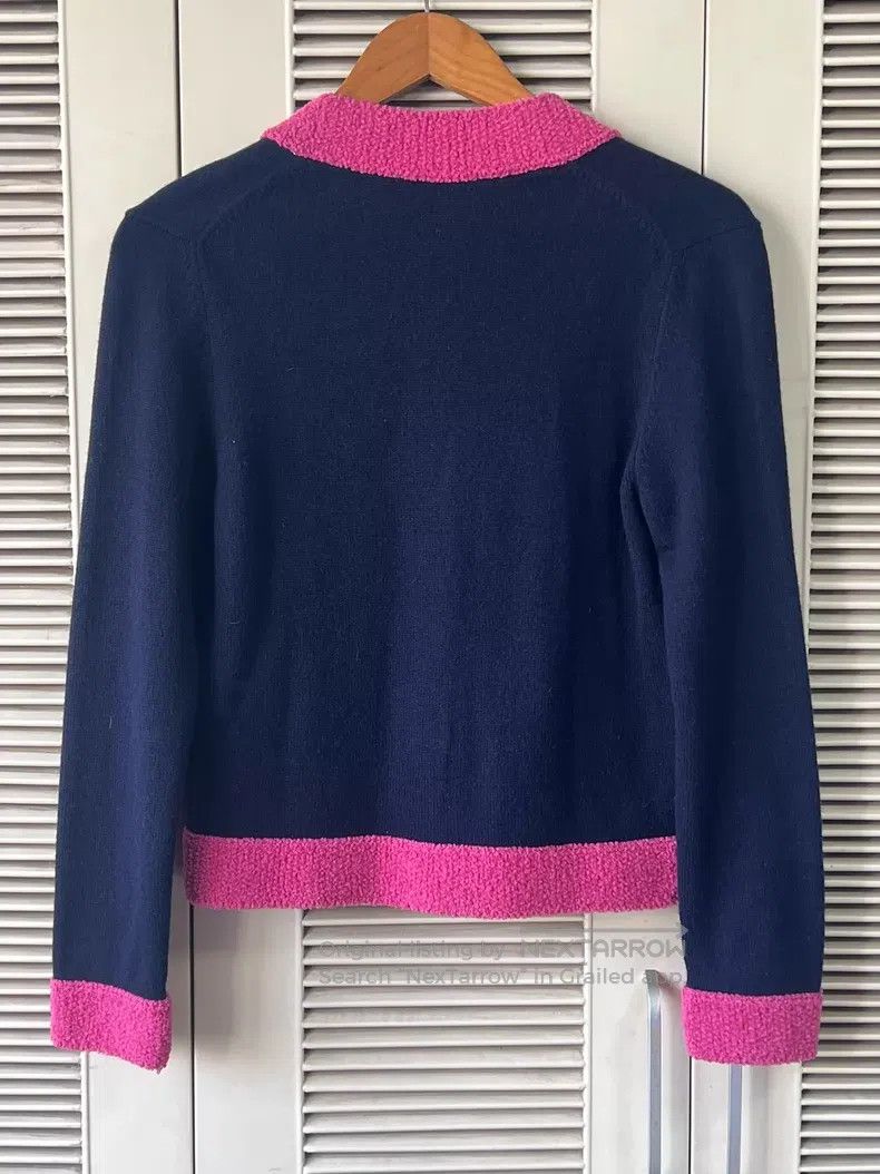 Chanel Chanel 19K dark blue pink edge cashmere cardigan coat Size XS / US 0-2 / IT 36-38 - 2 Thumbnail