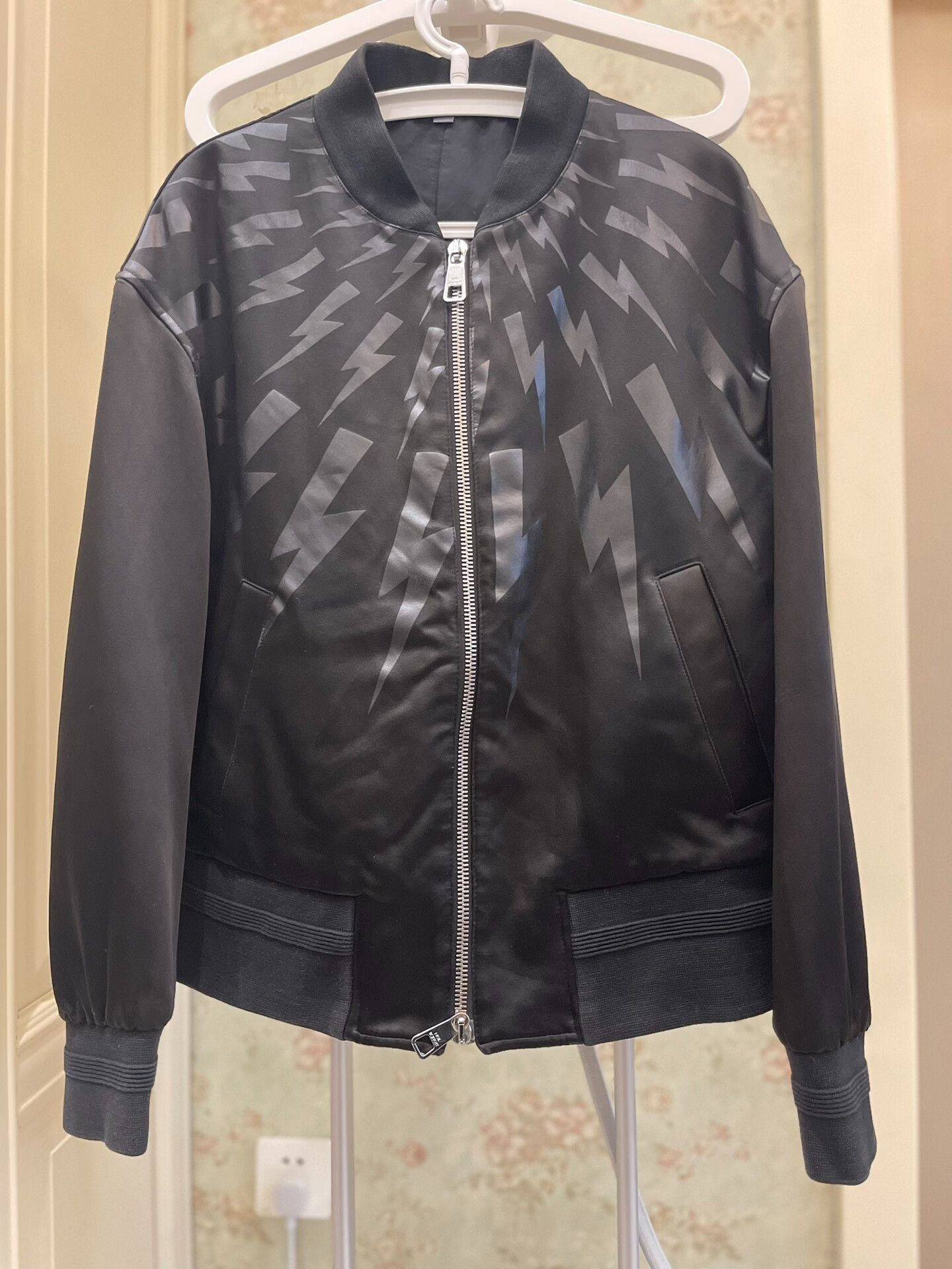 Neil Barrett Neil Barrett Black Bolt Pattern Jacket Size US XL / EU 56 / 4 - 1 Thumbnail