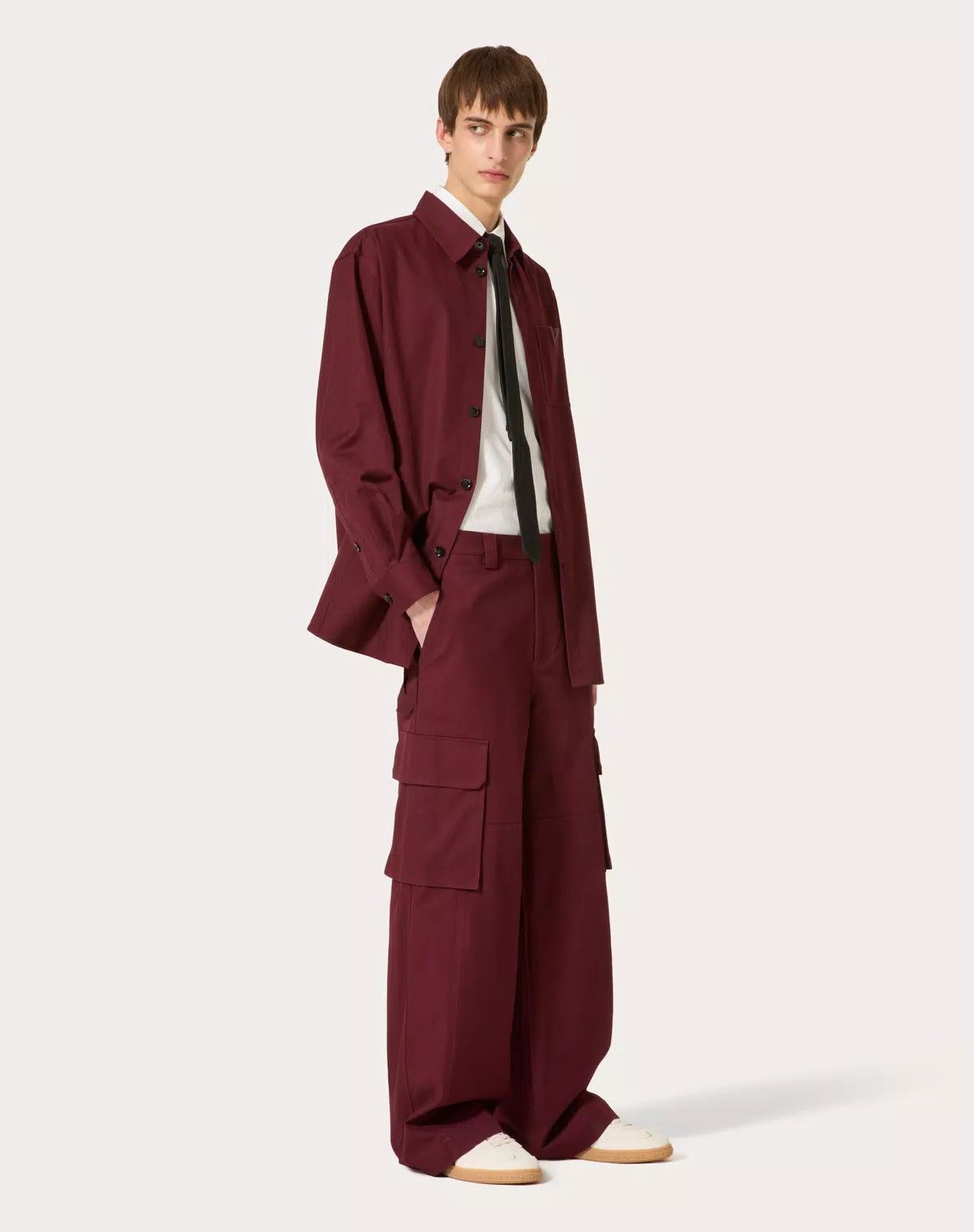 Valentino oc11z0625 Stretch Cotton Canvas Cargo Trousers in Deep Red Size US 40 / EU 56 - 3 Thumbnail