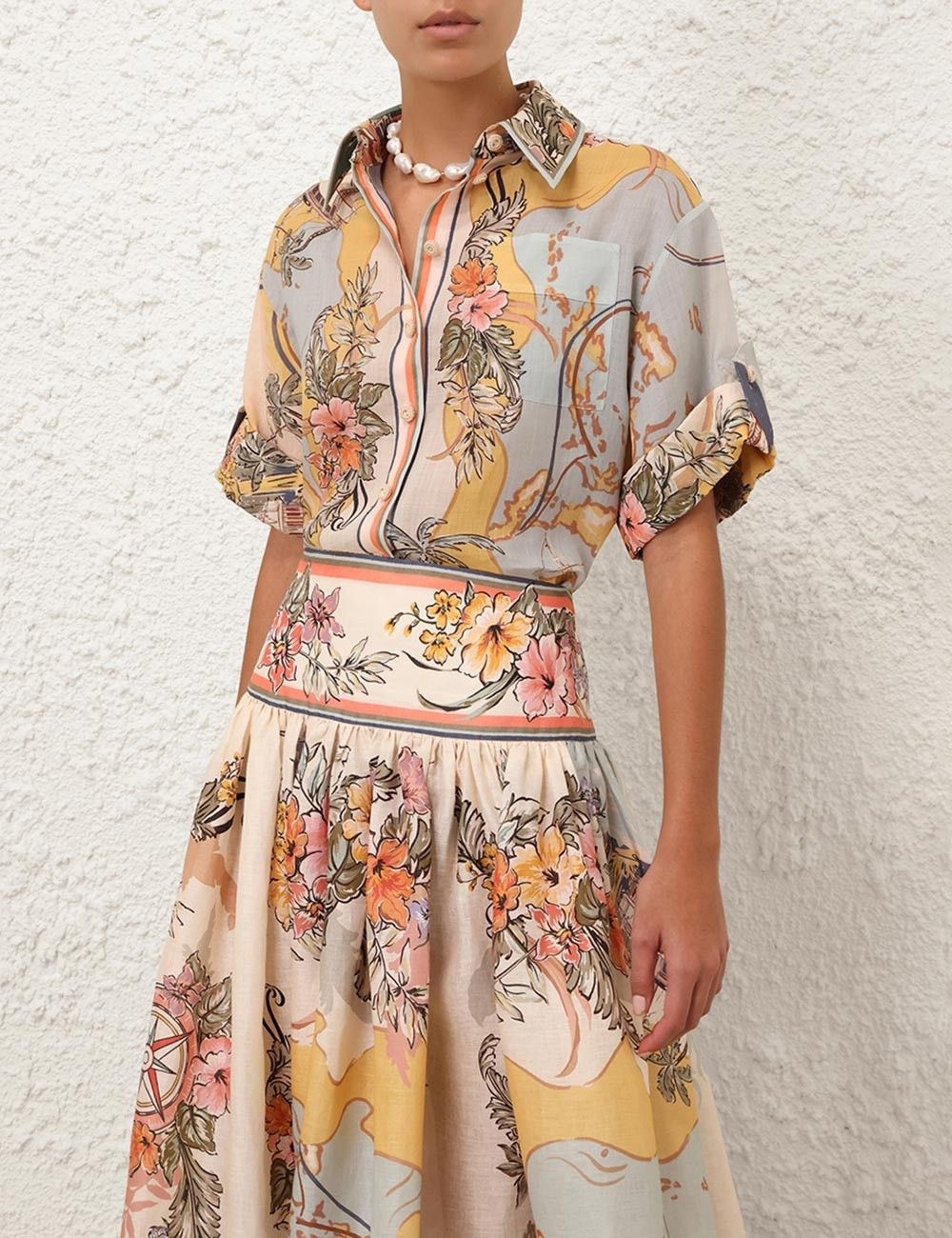Zimmermann oc11z0226 Tallow Relaxed Shirt In Multicolor Size M / US 6-8 / IT 42-44 - 2 Thumbnail
