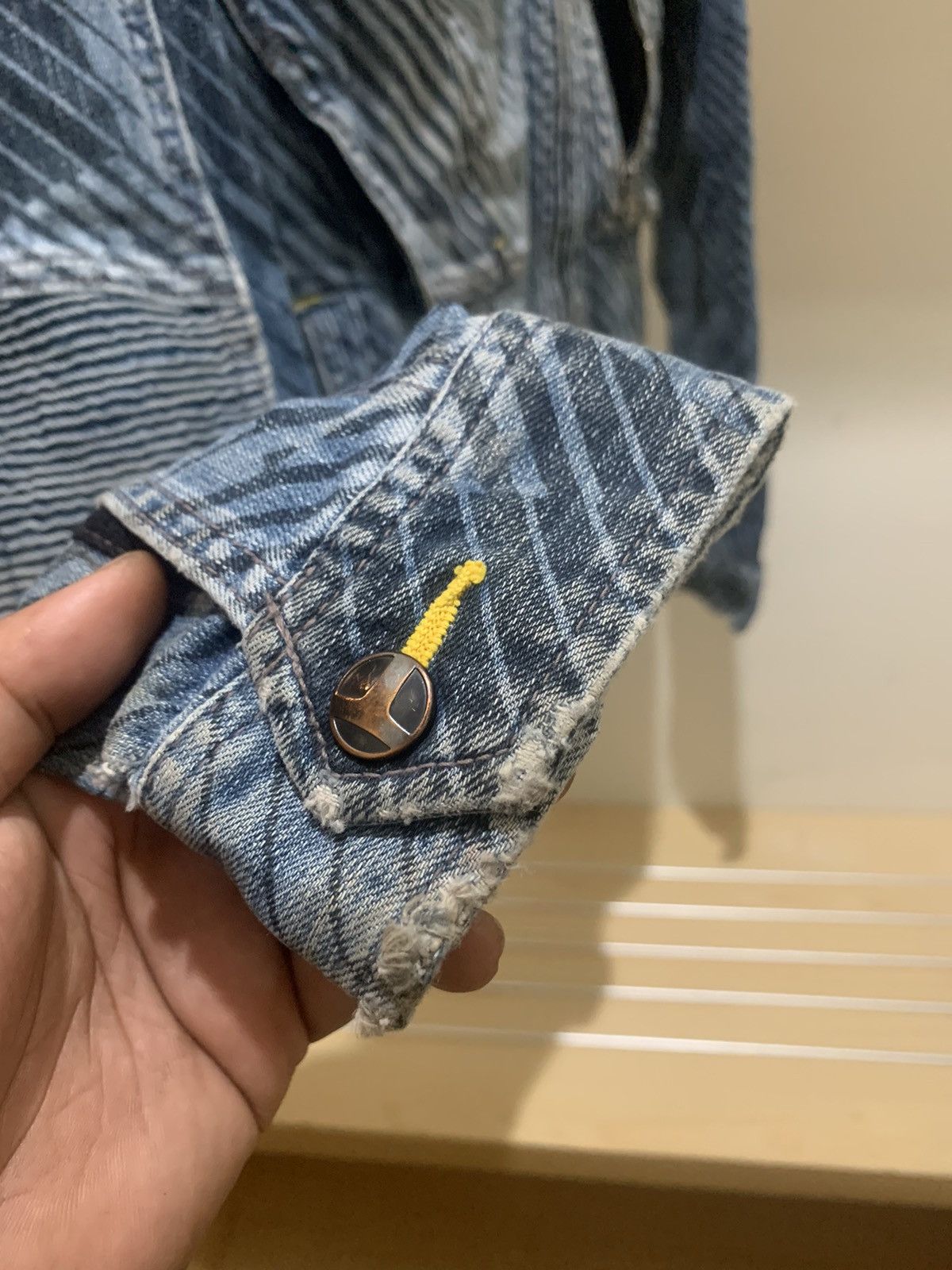 If Six Was Nine × Japanese Brand × Le Grande Bleu (L.G.B.) Vintage Tora by Toraichi striped biker denim jacket Size US M / EU 48-50 / 2 - 10 Thumbnail