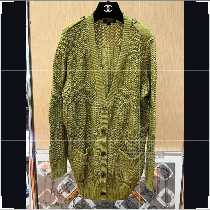 Burberry Burberry Green Cotton Blend Cardigan for Women. Size XXS / US 00 / IT 34 - 1 Thumbnail