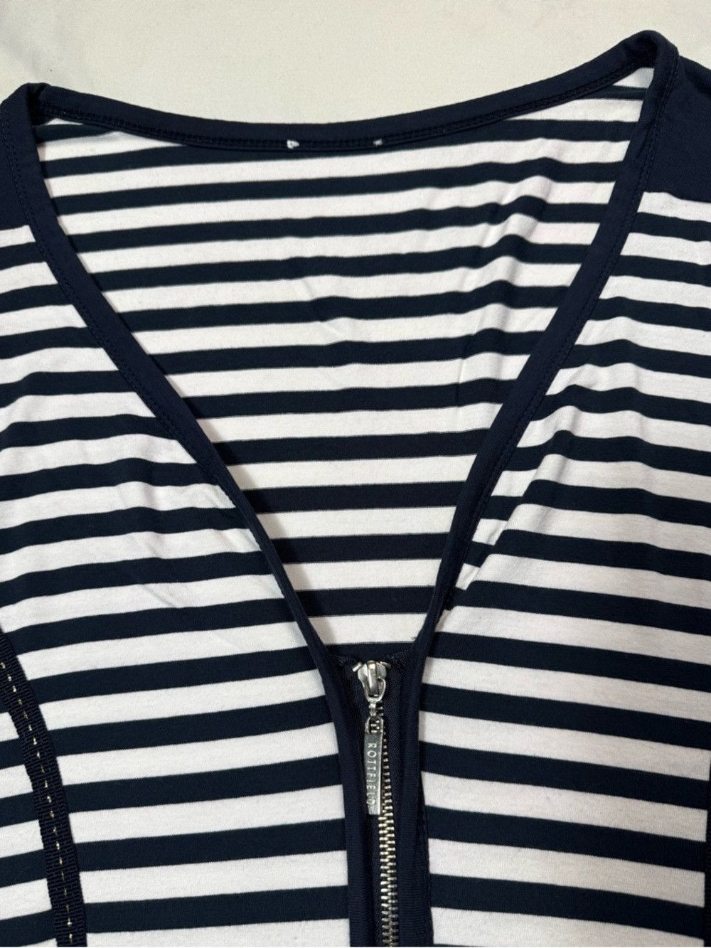 Other TT ROTTFİELD Navy White Striped Zip Viscose Cardigan with P Size L / US 10 / IT 46 - 6 Thumbnail