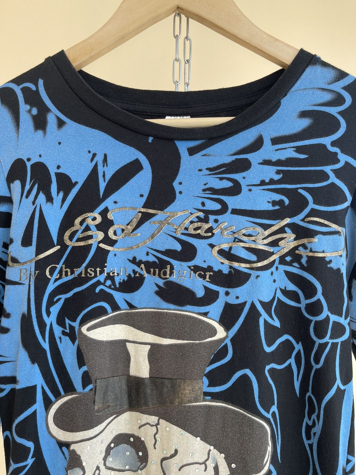 Ed Hardy Y2K Tattoo Skull Overprint Long Sleeve T-Shirt 2000s Vintage Size M / US 6-8 / IT 42-44 - 4 Thumbnail
