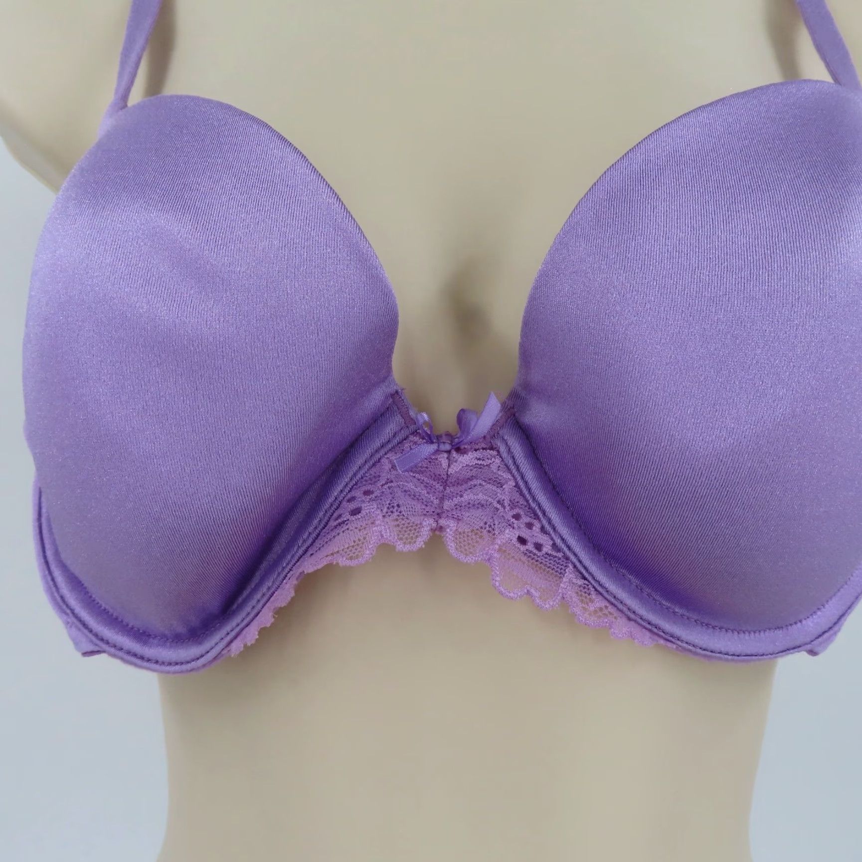 Victoria's Secret VINTAGE Victoria's Secret Angels Push Up Bra Solid Purple 36C Underwire Padded Opaque VTG Y2K Womens Bra Size ONE SIZE - 3 Thumbnail