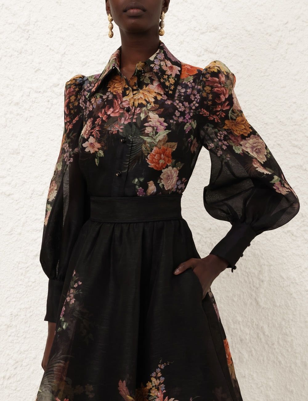 Zimmermann oc11z0825 Pavilion Tie Neck Blouse in Multicolor Size L / US 10 / IT 46 - 2 Thumbnail
