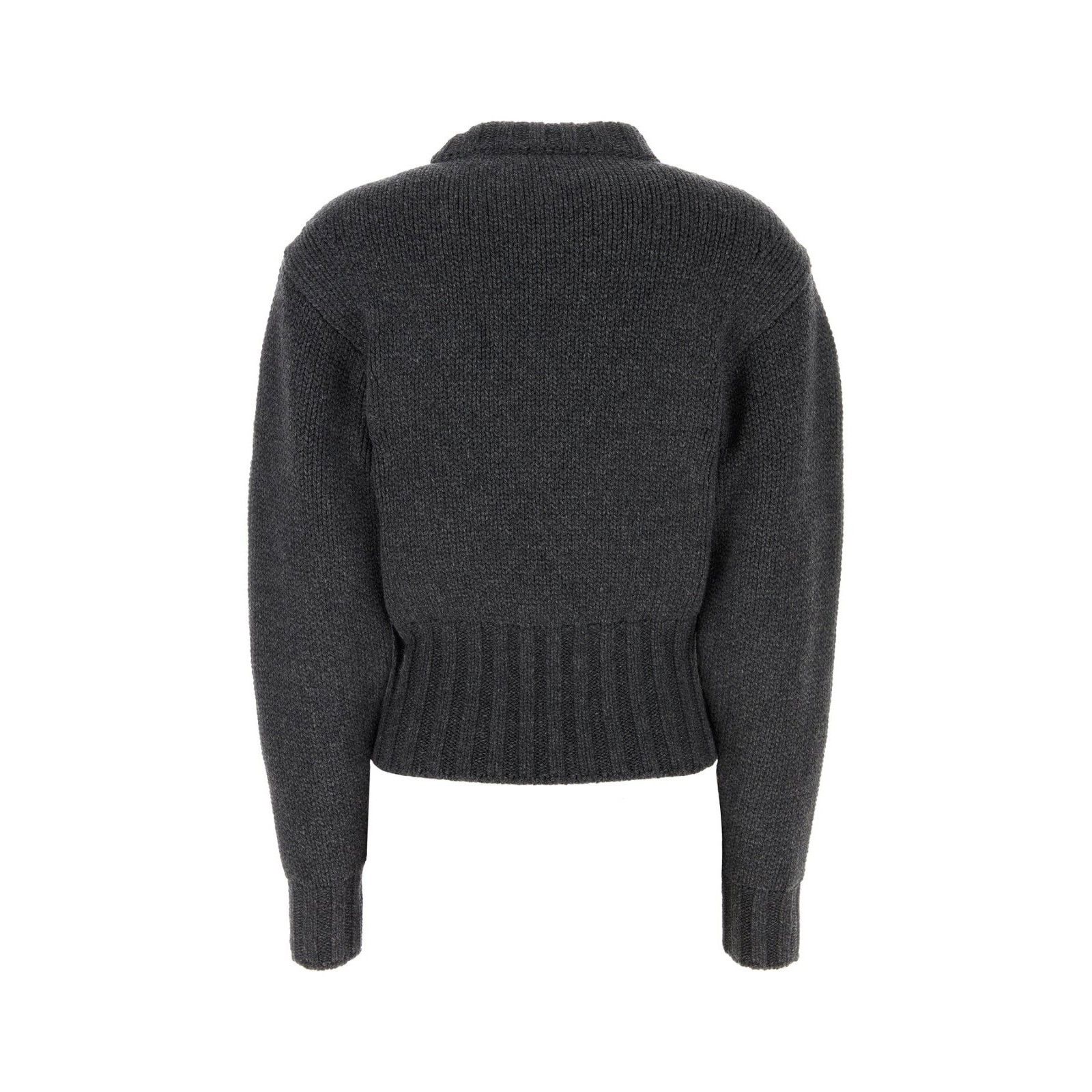 ALEXANDER MCQUEEN Melange Dark Gray Stretch Wool Blend Sweat