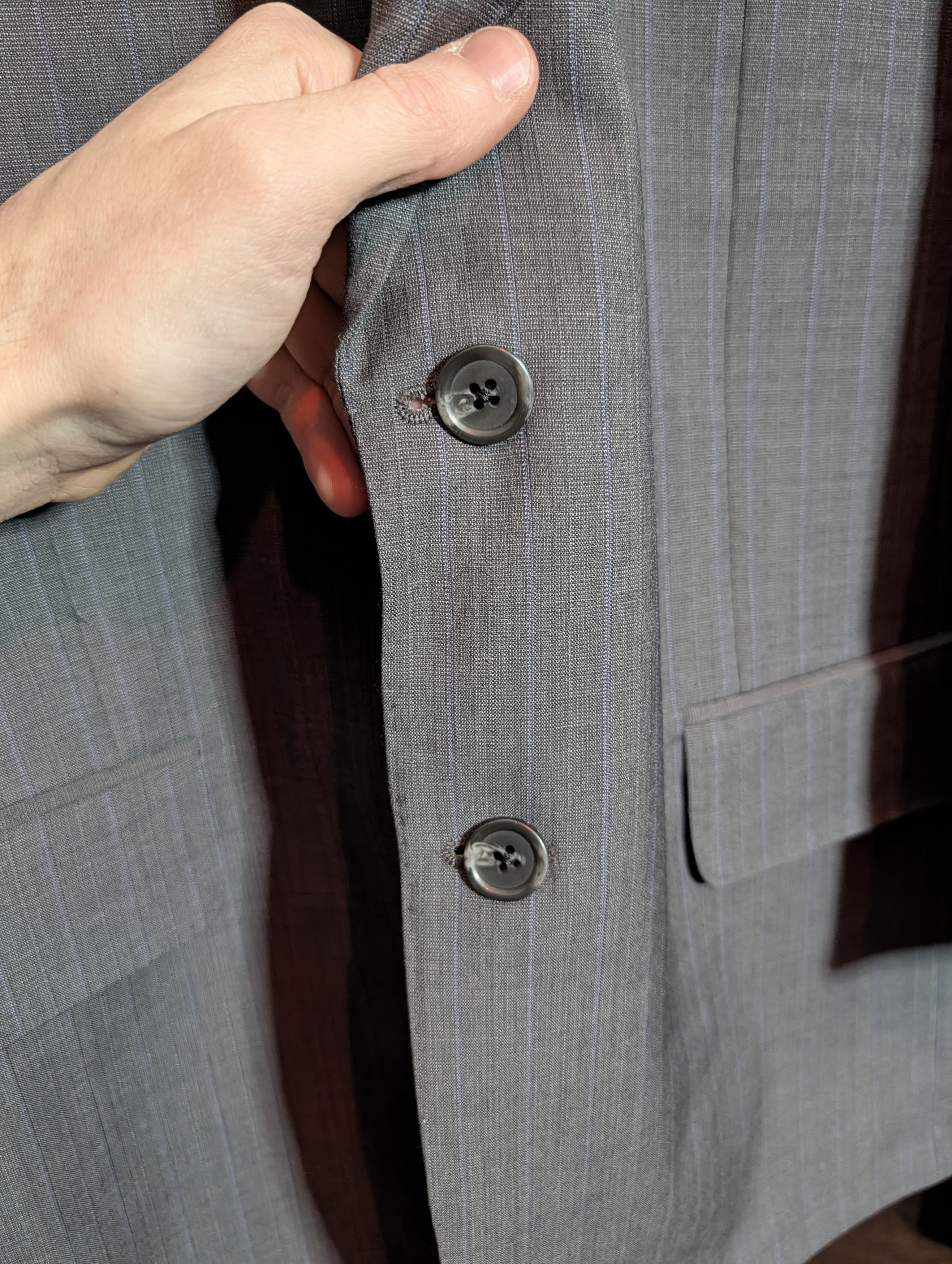 Samuelsohn Italian Super 110s wool gray pinstriped jacket 42R Size 42R - 6 Thumbnail