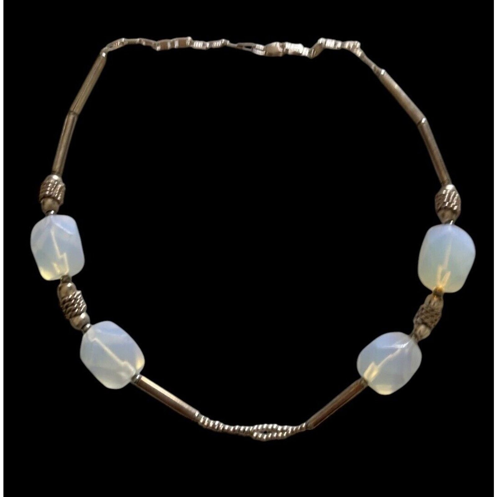 Other Sterling Silver Opalite Necklace Mexico Signed GAOI 18” 45g Size ONE SIZE - 1 Thumbnail