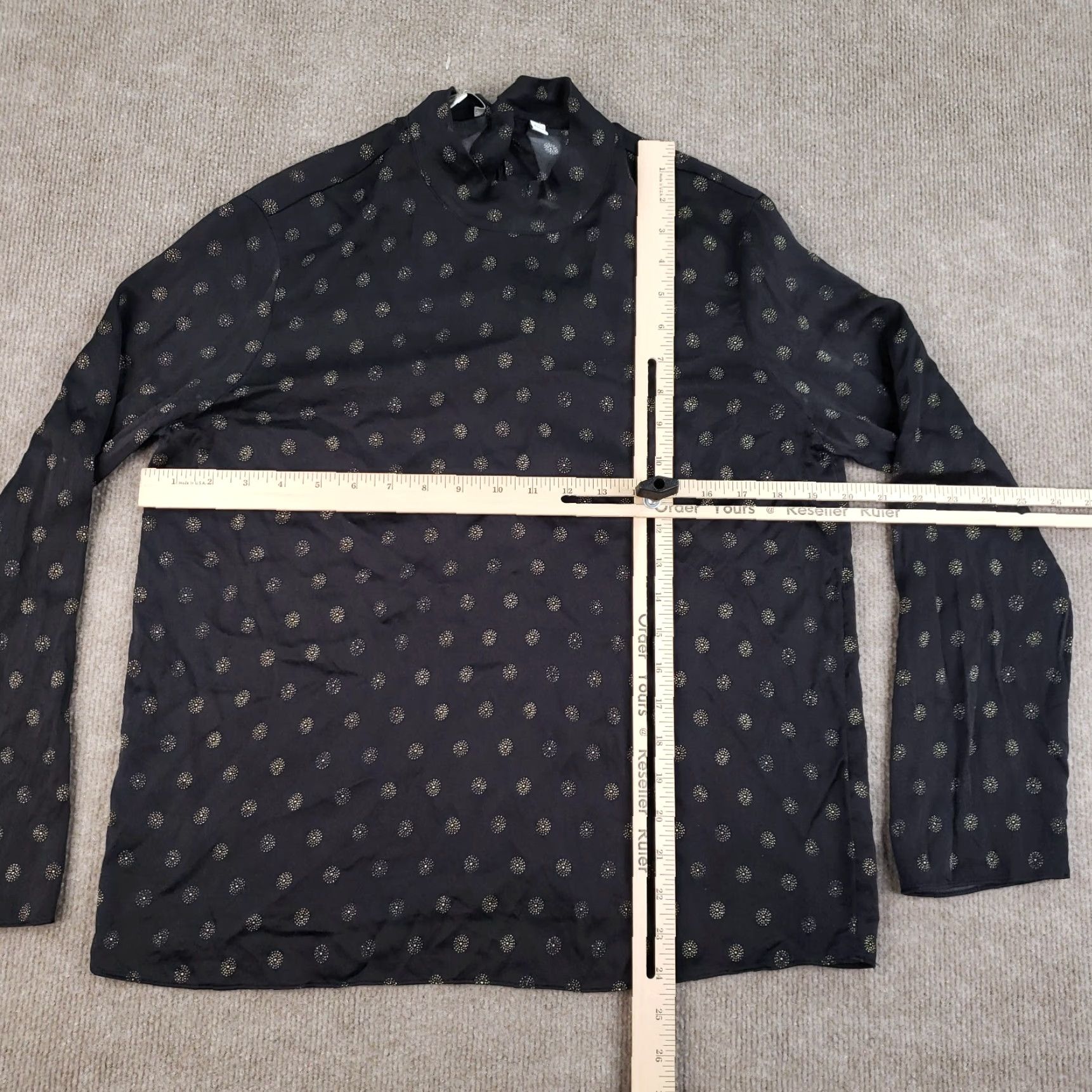 Vince Vince Shirt Womens L Black Silk Blouse Geometric Lightweight Pullover Casual All Seasons Sheer Stretch Size L / US 10 / IT 46 - 2 Thumbnail
