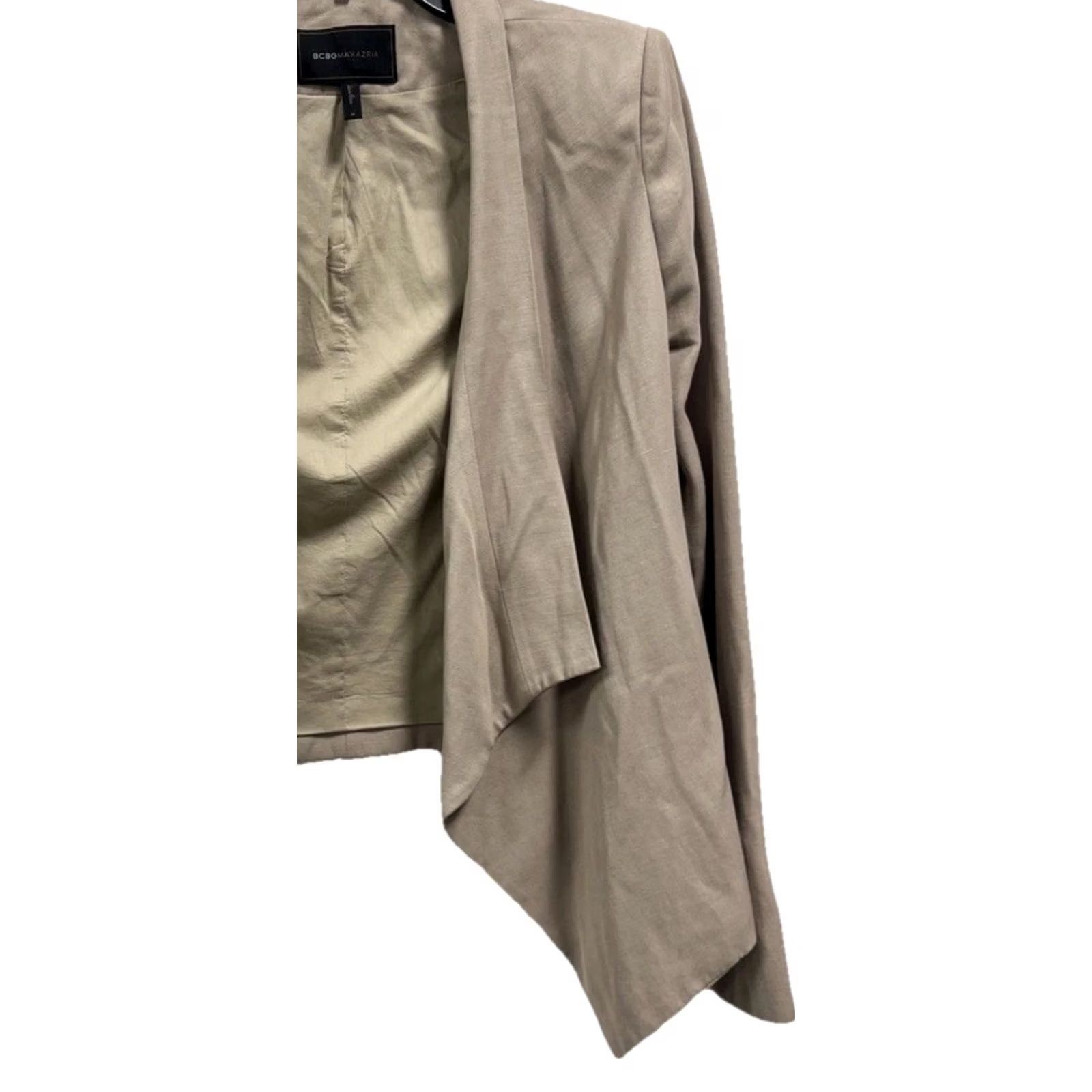 Bcbgmaxazria BCBGMAXAZRIA Women’s Blazer Medium Taupe Draped Open Front Lightweight Moto Waterfall Size M / US 6-8 / IT 42-44 - 5 Thumbnail