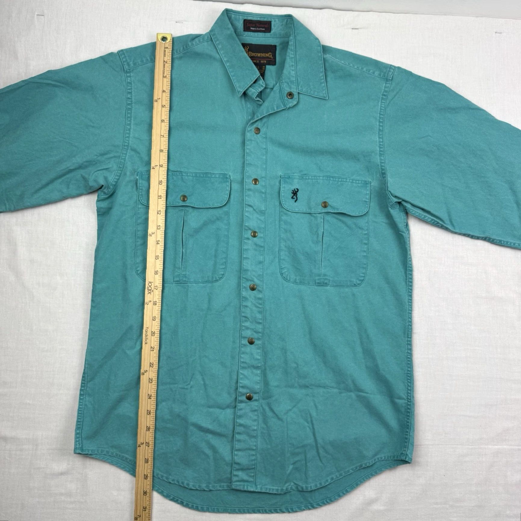 Vintage VINTAGE Browning Shirt Adult M Teal 90s Outdoor Western Cowboy Casual Workwear Button-Up Long Sleeve Collared Snap Size US M / EU 48-50 / 2 - 6 Thumbnail