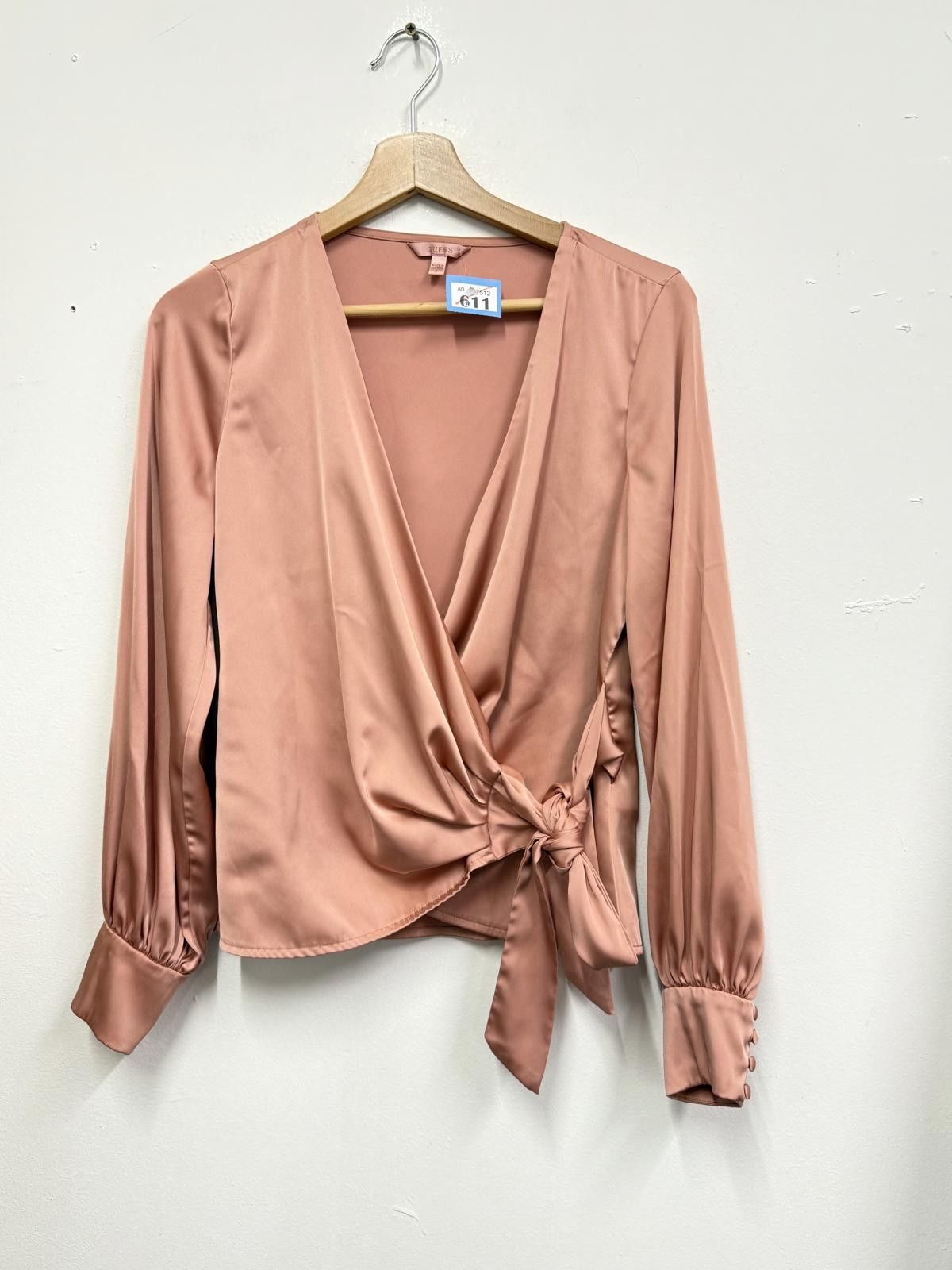 Guess Guess Satin Wrap Blouse with Tie Detail, Size S Size S / US 4 / IT 40 - 1 Thumbnail