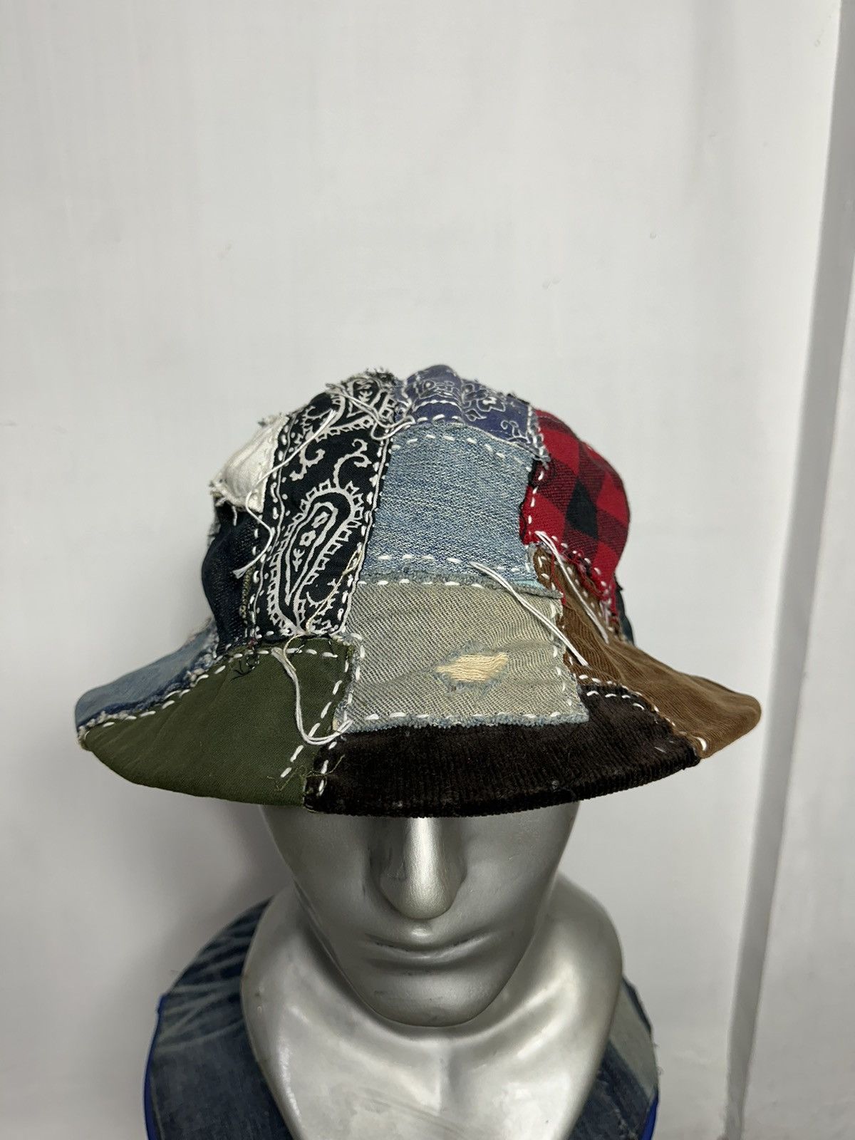 Handmade Custom Made Patchwork Denim Bucket Hats Size ONE SIZE - 2 Thumbnail