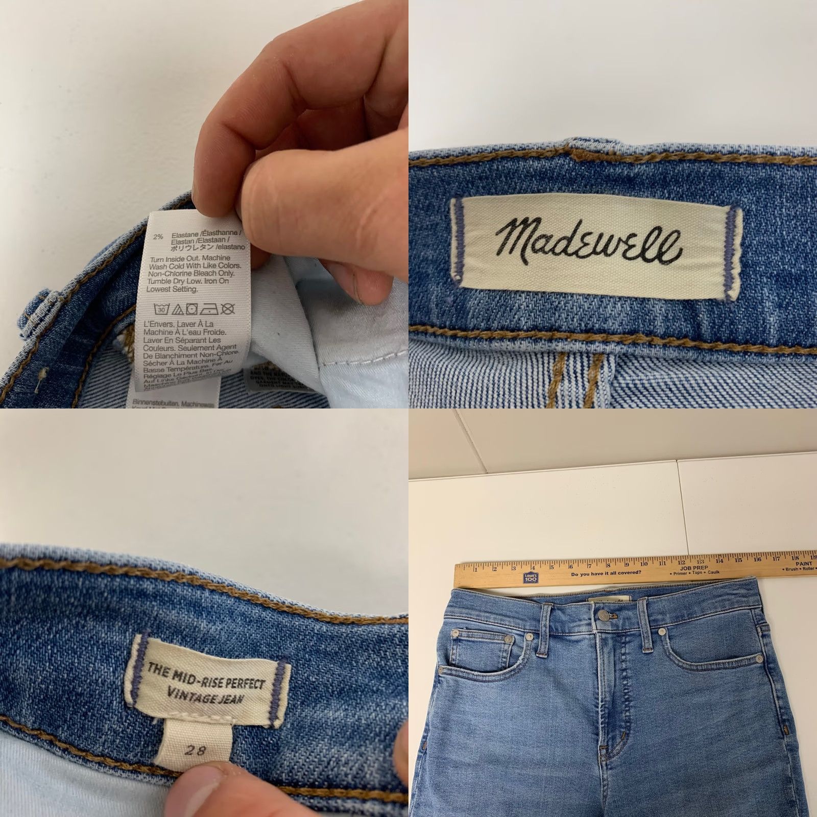 Madewell Madewell The Mid-Rise Perfect Vintage Jean Womens Blue Straight Leg Stretch Size 28 Size 28" / US 6 / IT 42 - 8 Thumbnail