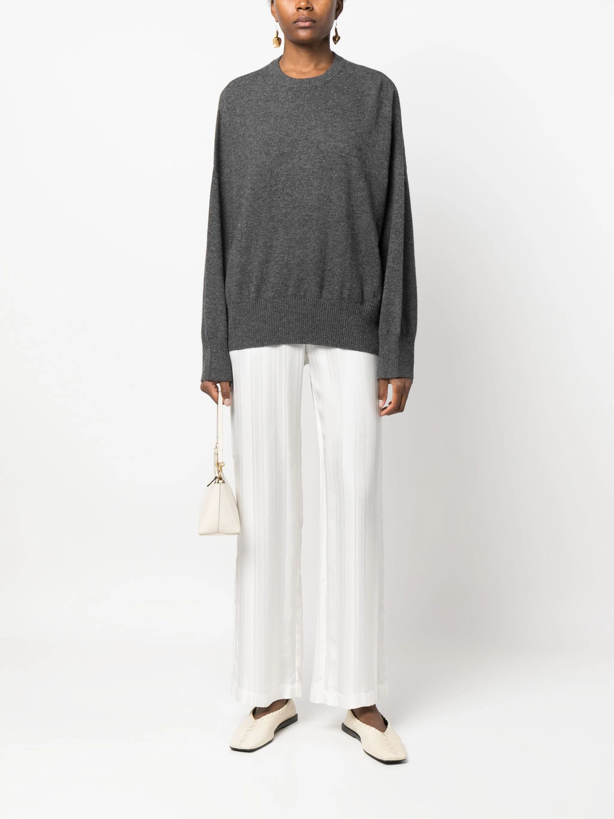 Loulou de Saison o1s22i1n1024 Cashmere Pullover Sweater in Grey Size S / US 4 / IT 40 - 4 Thumbnail