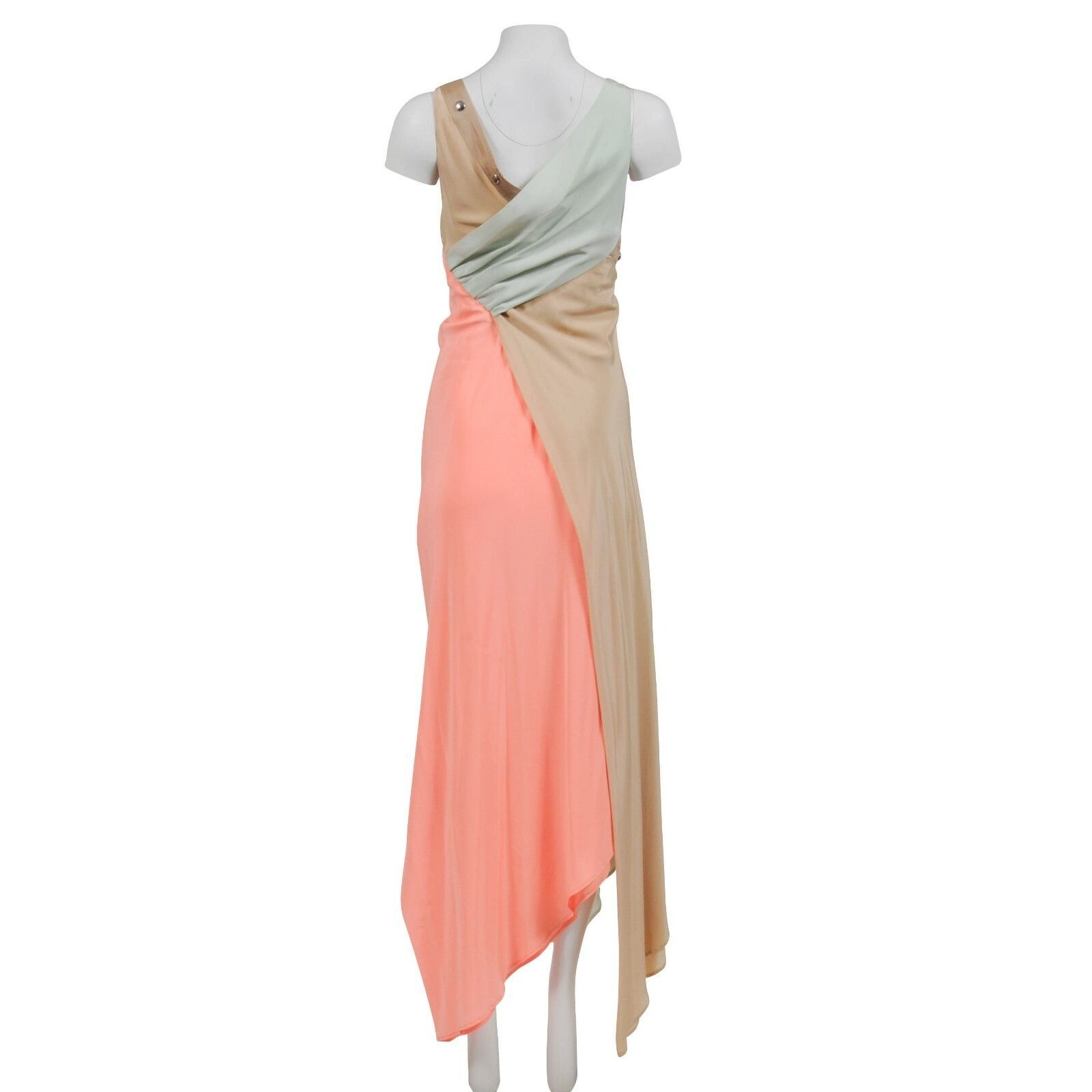 Sies Marjan Asymmetric Runway Dress Orange Green Tan Size S / US 4 / IT 40 - 2 Thumbnail
