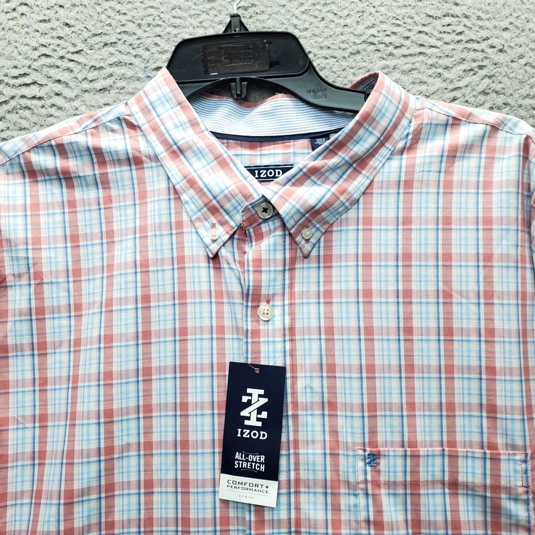 Izod IZOD Shirt Mens 3XLT Multi Plaid Comfort Performance All-Over Stretch Button Down Size US XXL / EU 58 / 5 - 5 Thumbnail