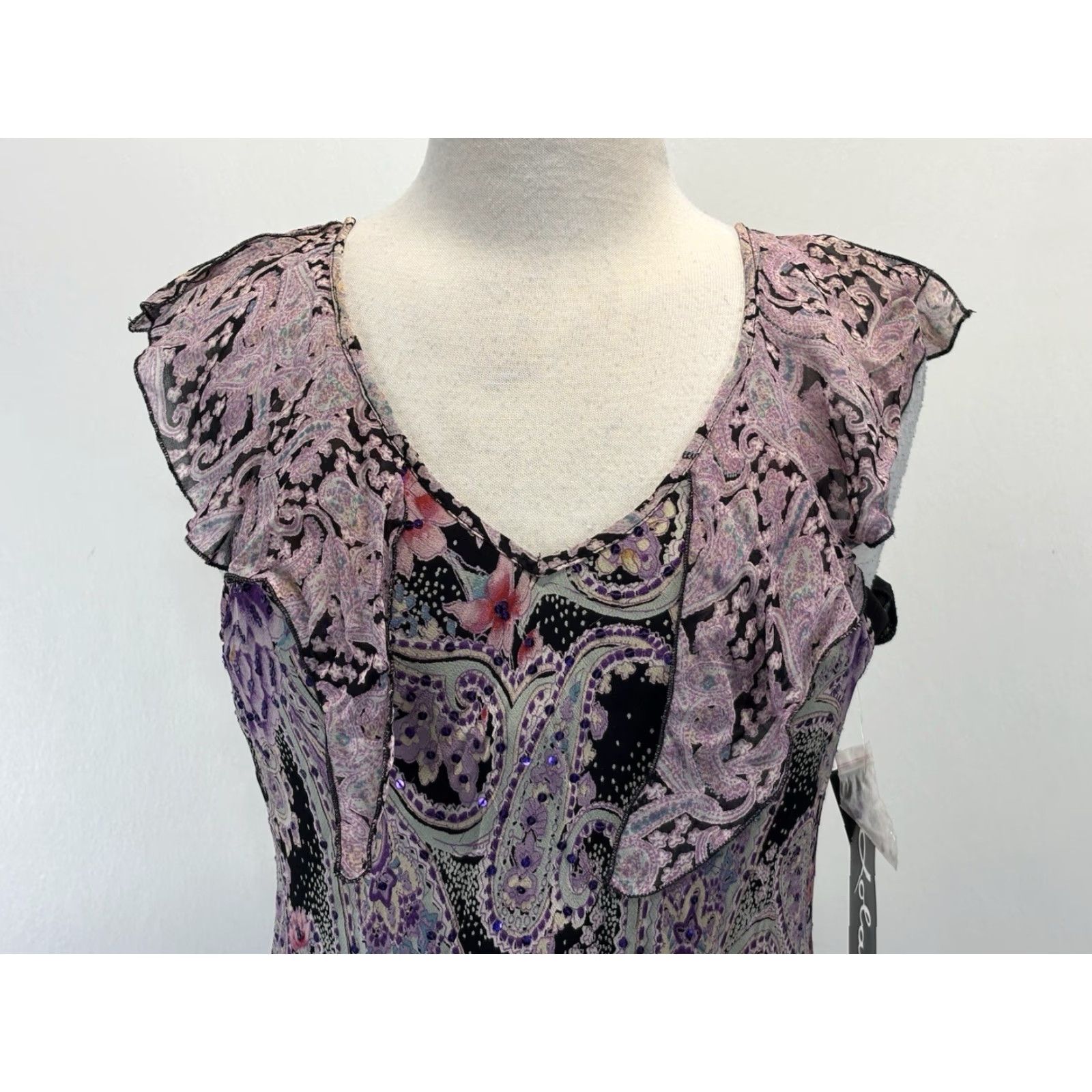 Vintage VINTAGE Lola P Slip Maxi Dress Purple Paisley Fairy Whimsigoth M Womens Size M / US 6-8 / IT 42-44 - 5 Thumbnail