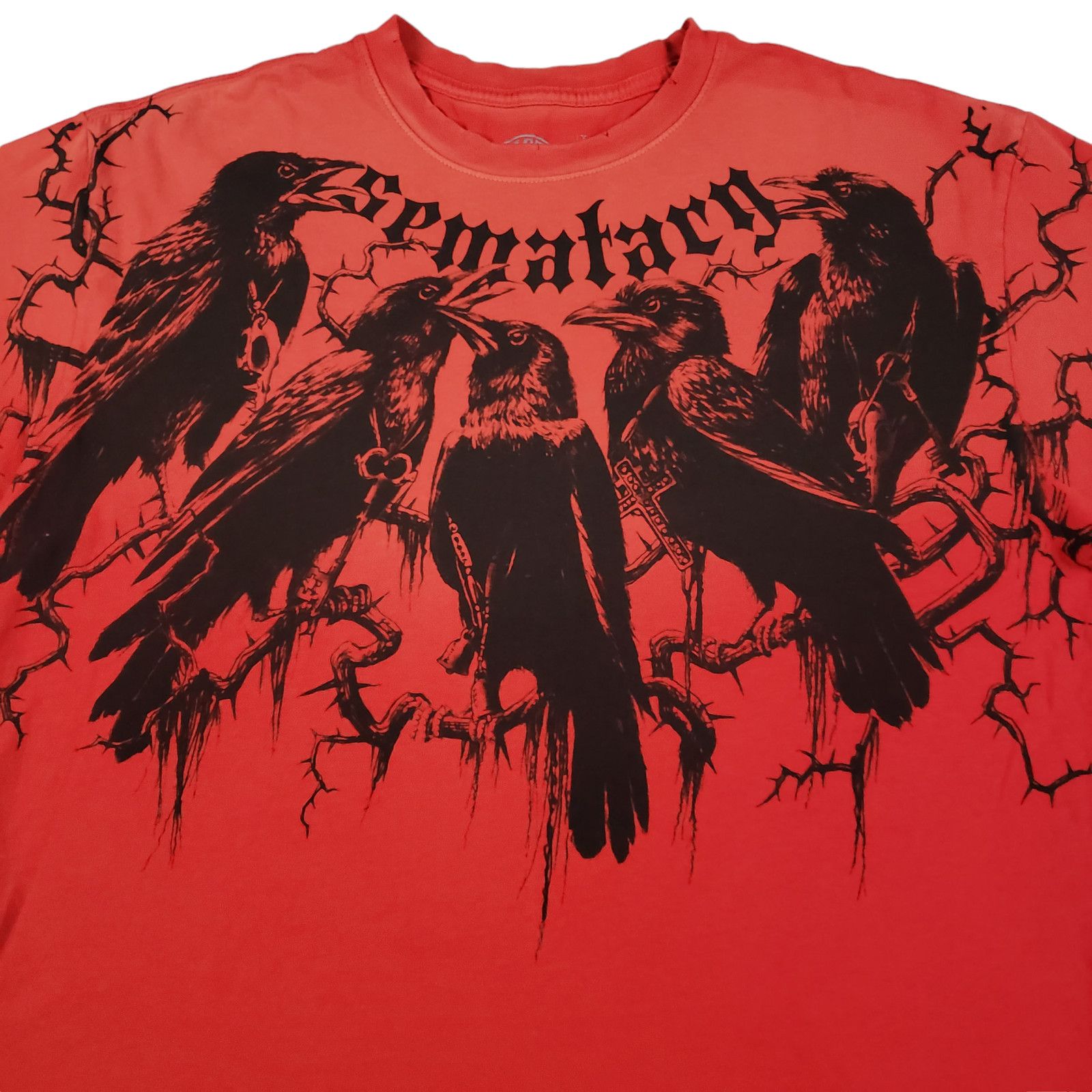 Image of 2023 Sematary Haunted Mound Affliction T-Shirt in Red, Men's (Size XL)