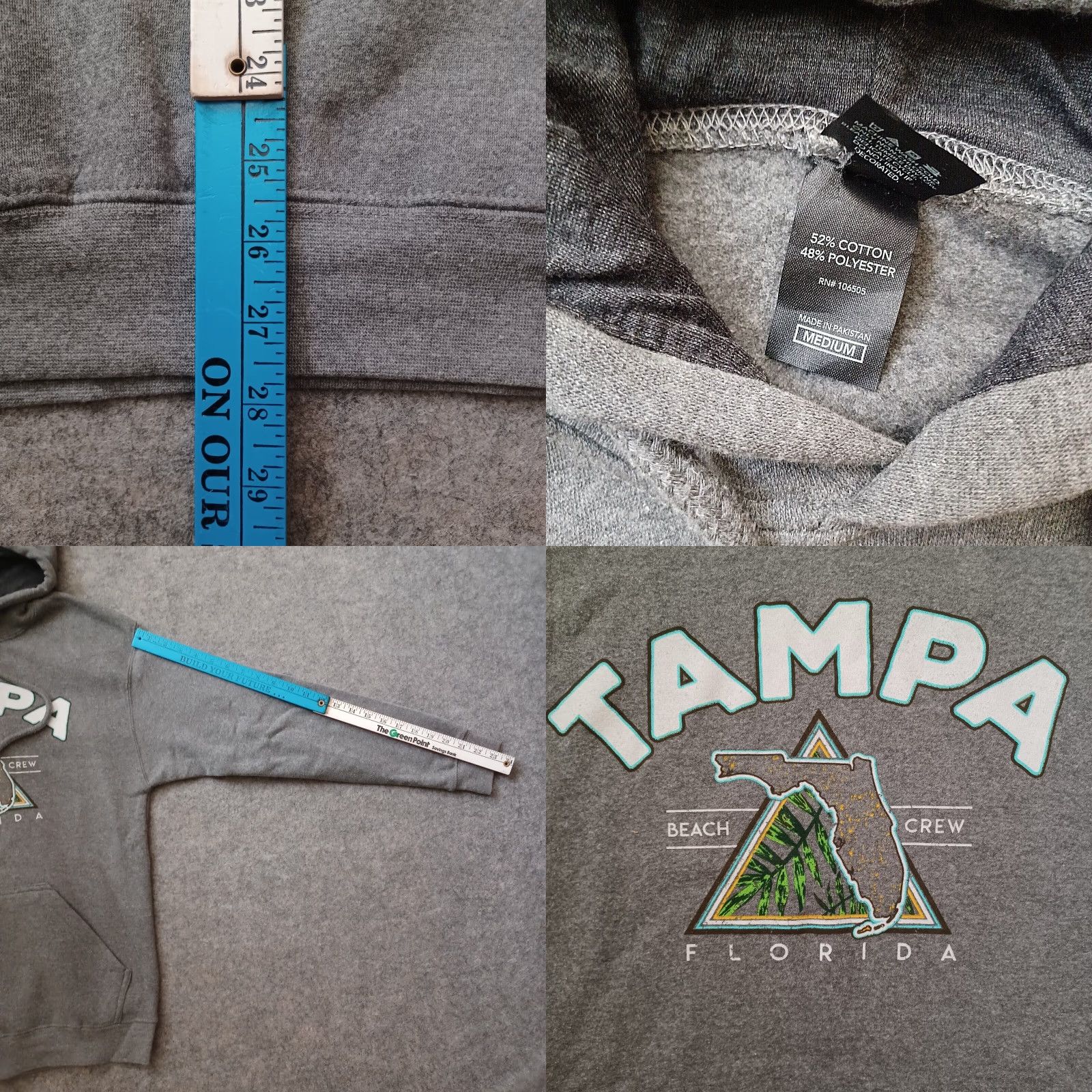 Logo 7 Tampa Florida Hoodie Mens Medium Gray Sweatshirt Tampa Beach Crew Logo Shirt Size US M / EU 48-50 / 2 - 8 Thumbnail