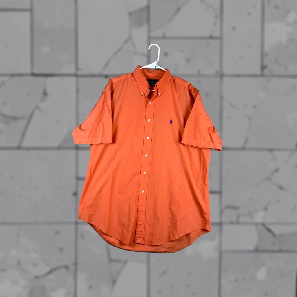 Ralph Lauren Ralph Lauren Orange Button Down Shirt Mens L Classic Fit Short Sleeve Pony Size US L / EU 52-54 / 3 - 1 Thumbnail