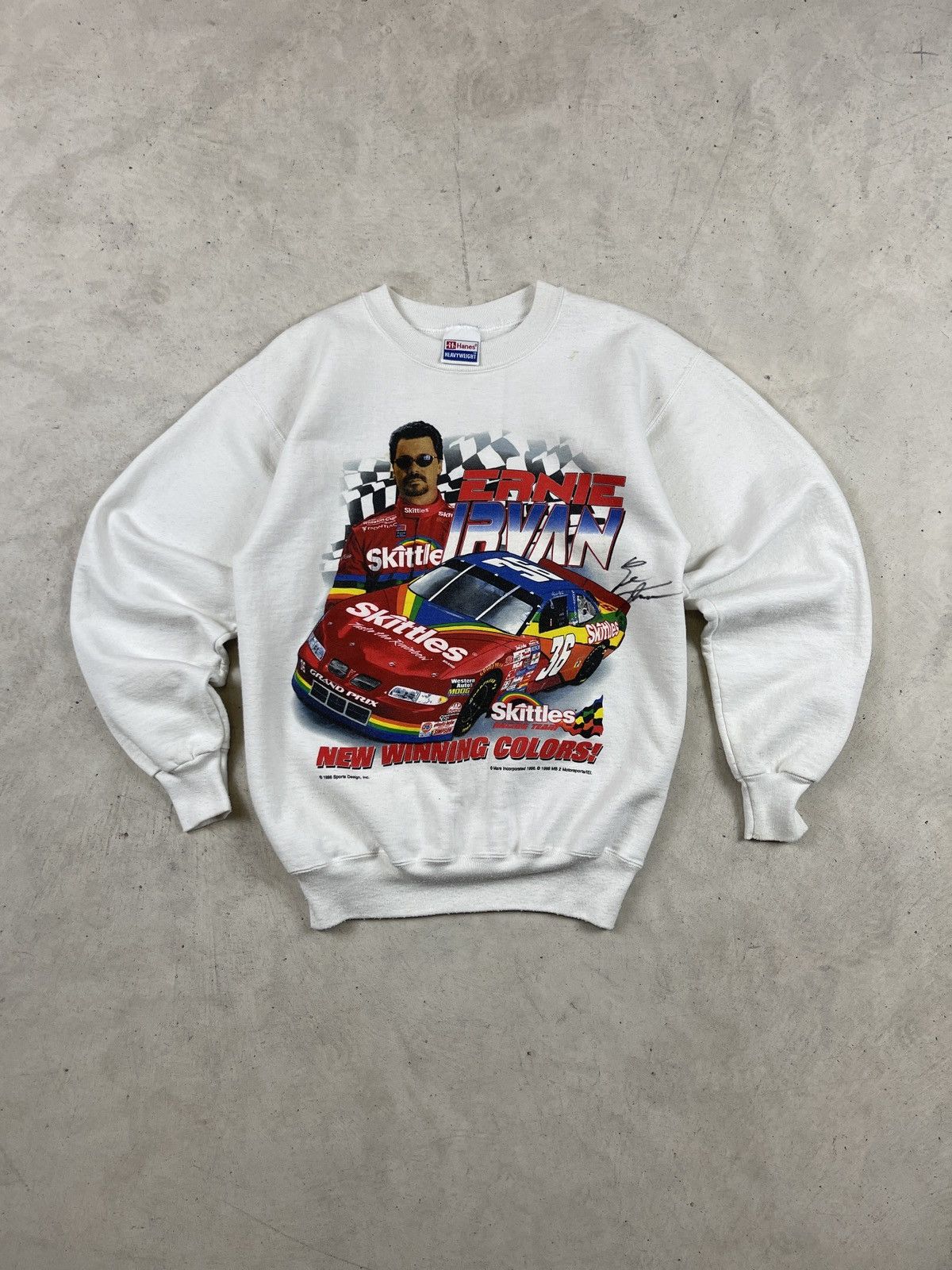Chase Authentics × NASCAR × Vintage 1998 Ernie Irvan SKITTLES Sweatshirt (SIGNED) Size US M / EU 48-50 / 2 - 1 Thumbnail