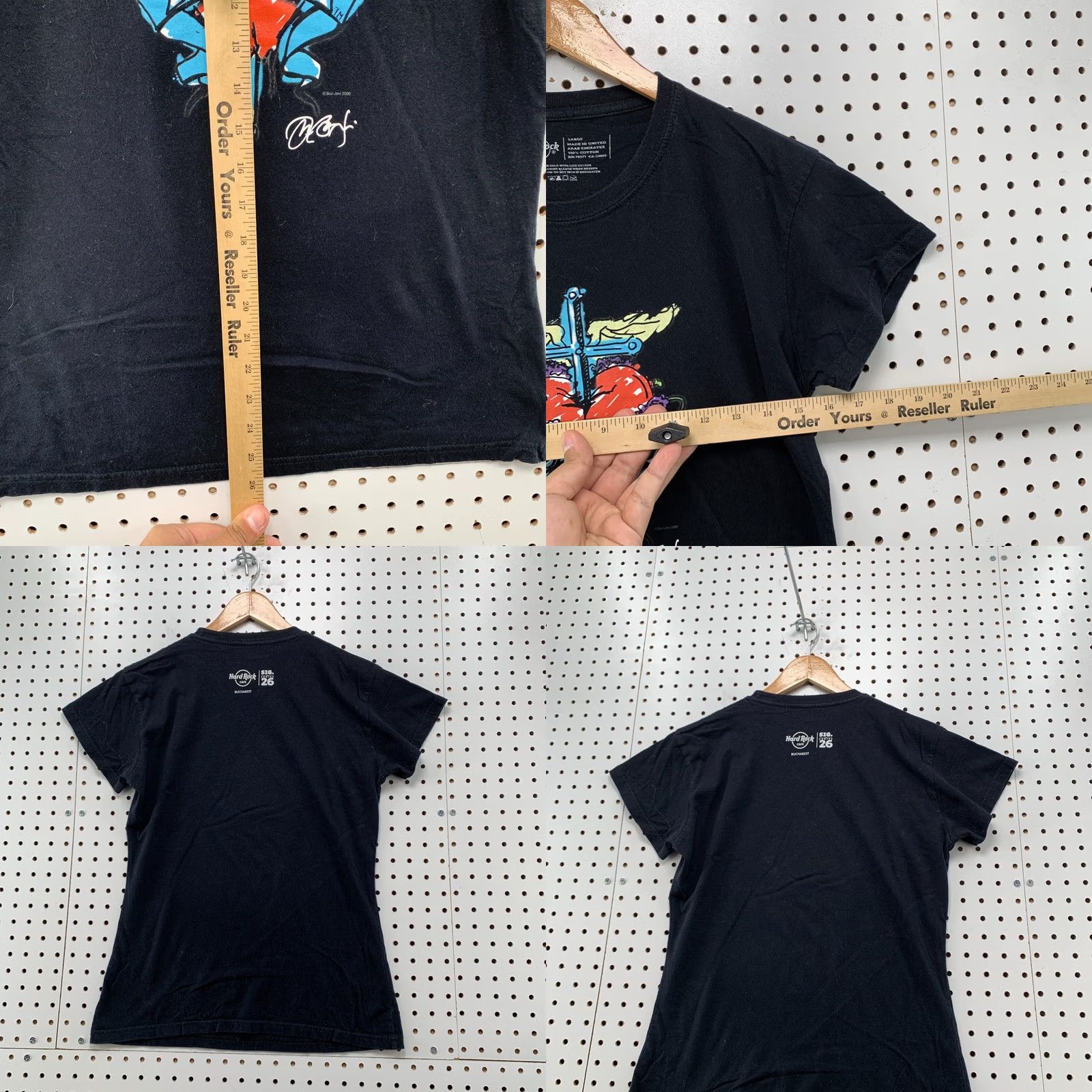 Hard Rock Cafe Hard Rock Bon Jovi Top Womens Large Black Bucharest Music Shirt Size L / US 10 / IT 46 - 9 Thumbnail