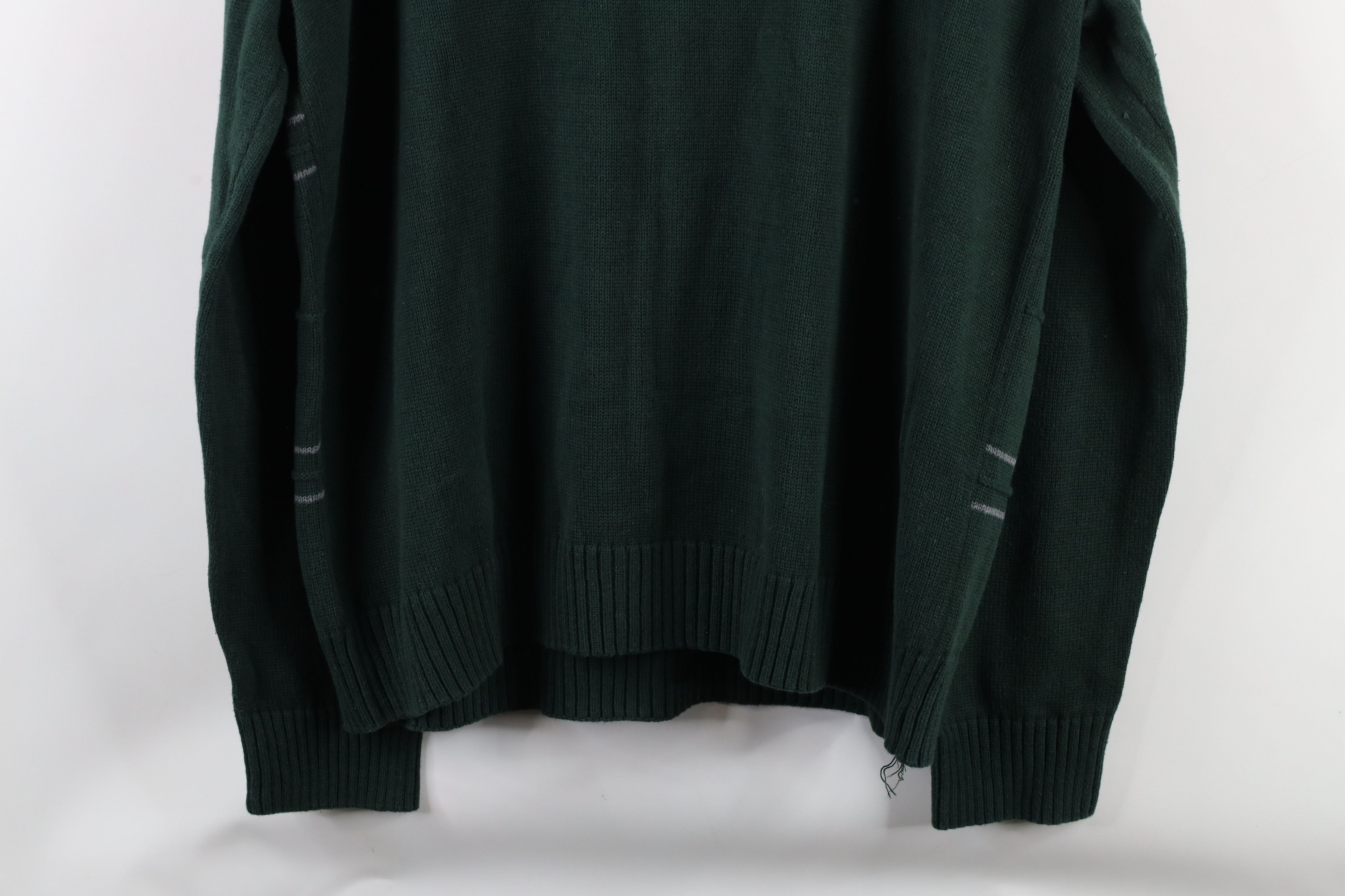 Vintage Vintage 90s Streetwear Striped Knit Crewneck Sweater Green Size US XL / EU 56 / 4 - 9 Thumbnail