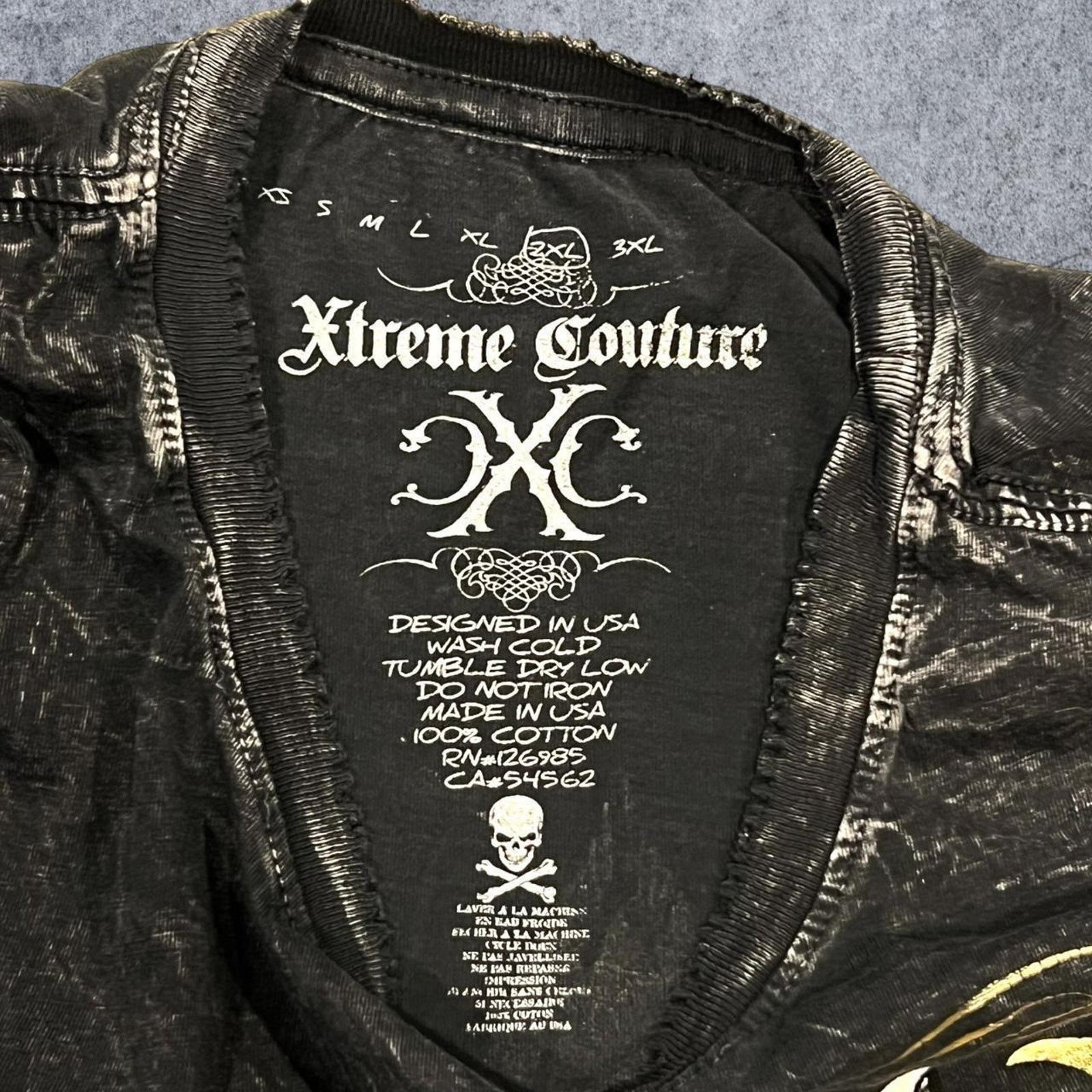 Affliction Xtreme Couture Vintage Affliction Y2K Cross Grunge Shirt Size US XXL / EU 58 / 5 - 4 Thumbnail