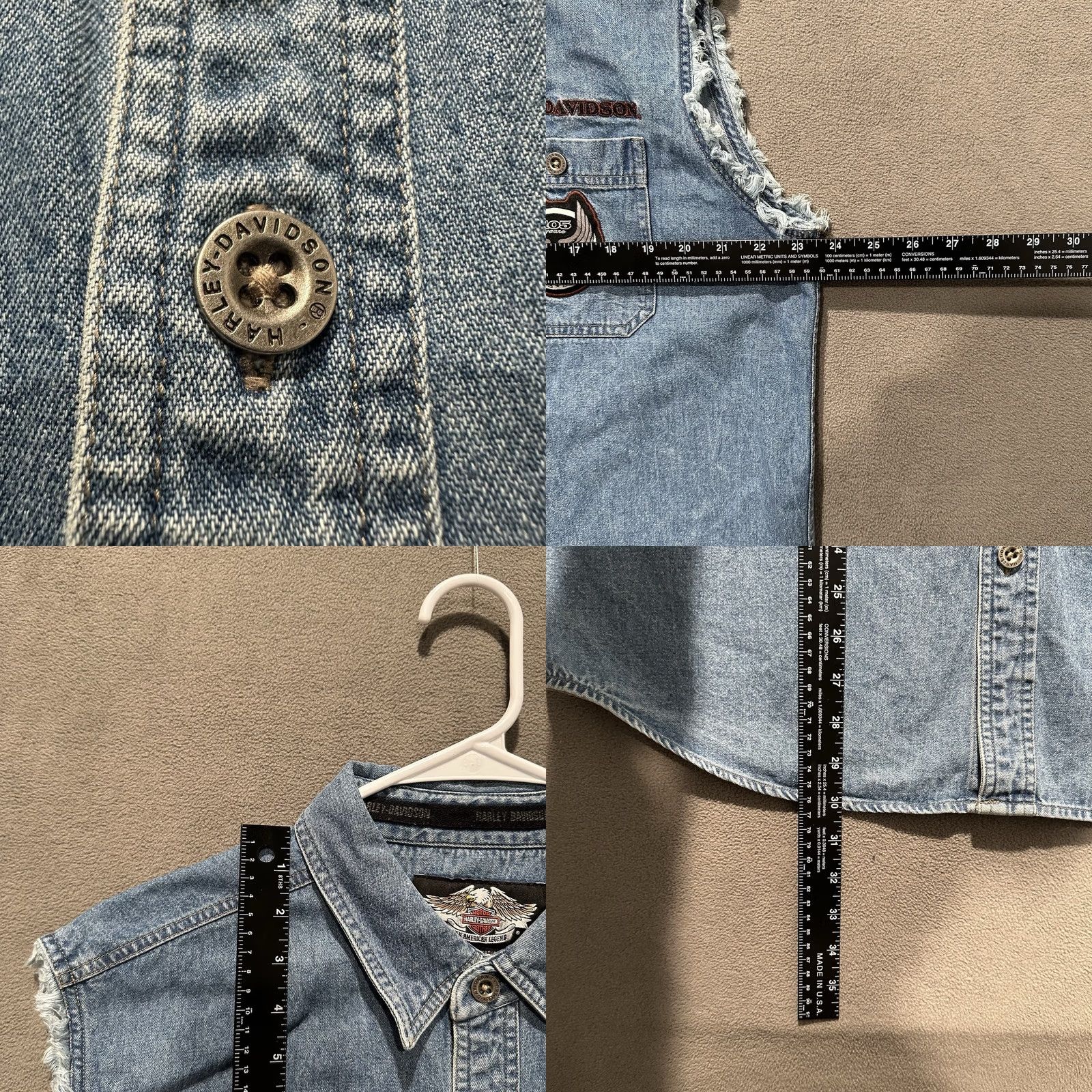 Harley Davidson VINTAGE Harley-Davidson Shirt L Denim 105th Anniversary 2008 Button Down Sleeveless Mens Size US L / EU 52-54 / 3 - 8 Thumbnail