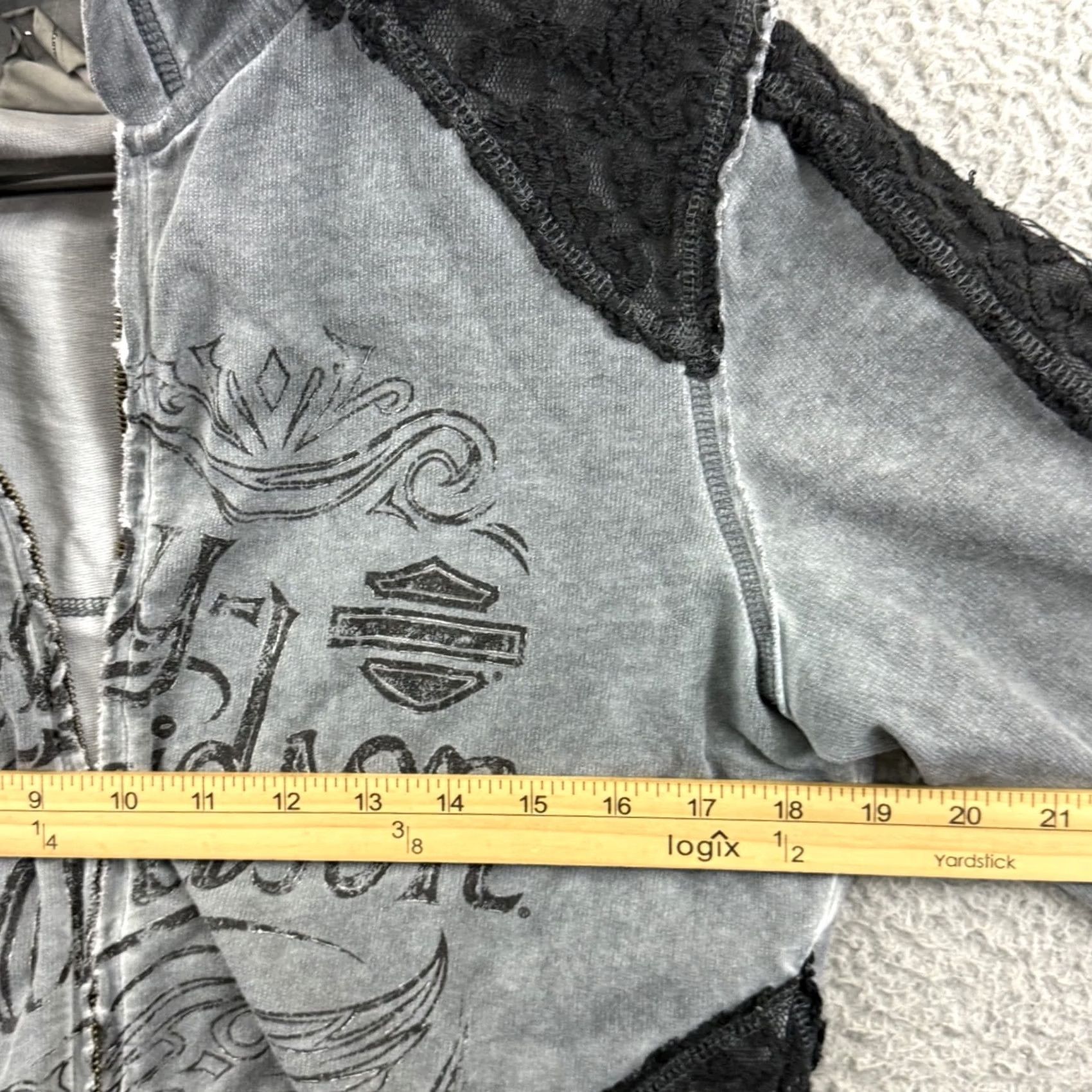 Harley Davidson VINTAGE Harley-Davidson Sweatshirt Womens Large Gray Biker Hoodie Grunge Y2K Logo Full Zip Boy Girls Mens Womens Size L / US 10 / IT 46 - 6 Thumbnail