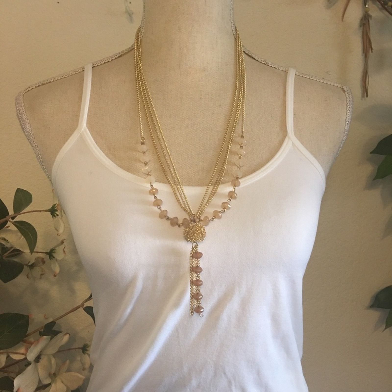 Jewelry Multi strand gold chain with faceted bead necklace Size ONE SIZE - 3 Thumbnail