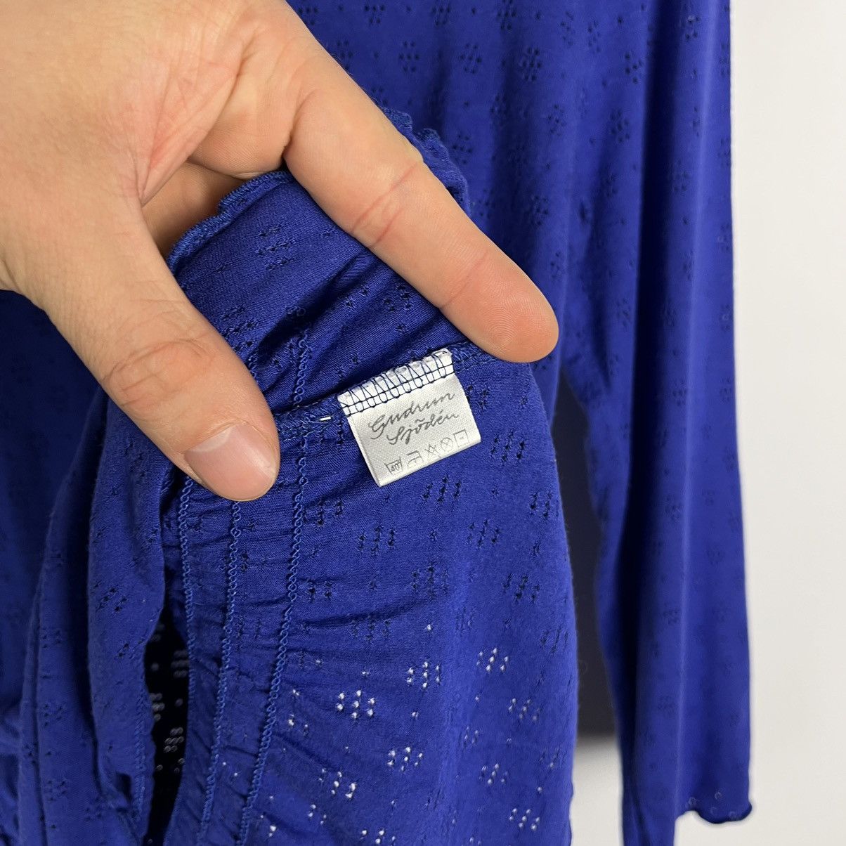 Gudrun Sjoden Gudrun Sjoden Crochet Long Sleeve T-Shirt Blue Size L Ladies Size L / US 10 / IT 46 - 6 Thumbnail