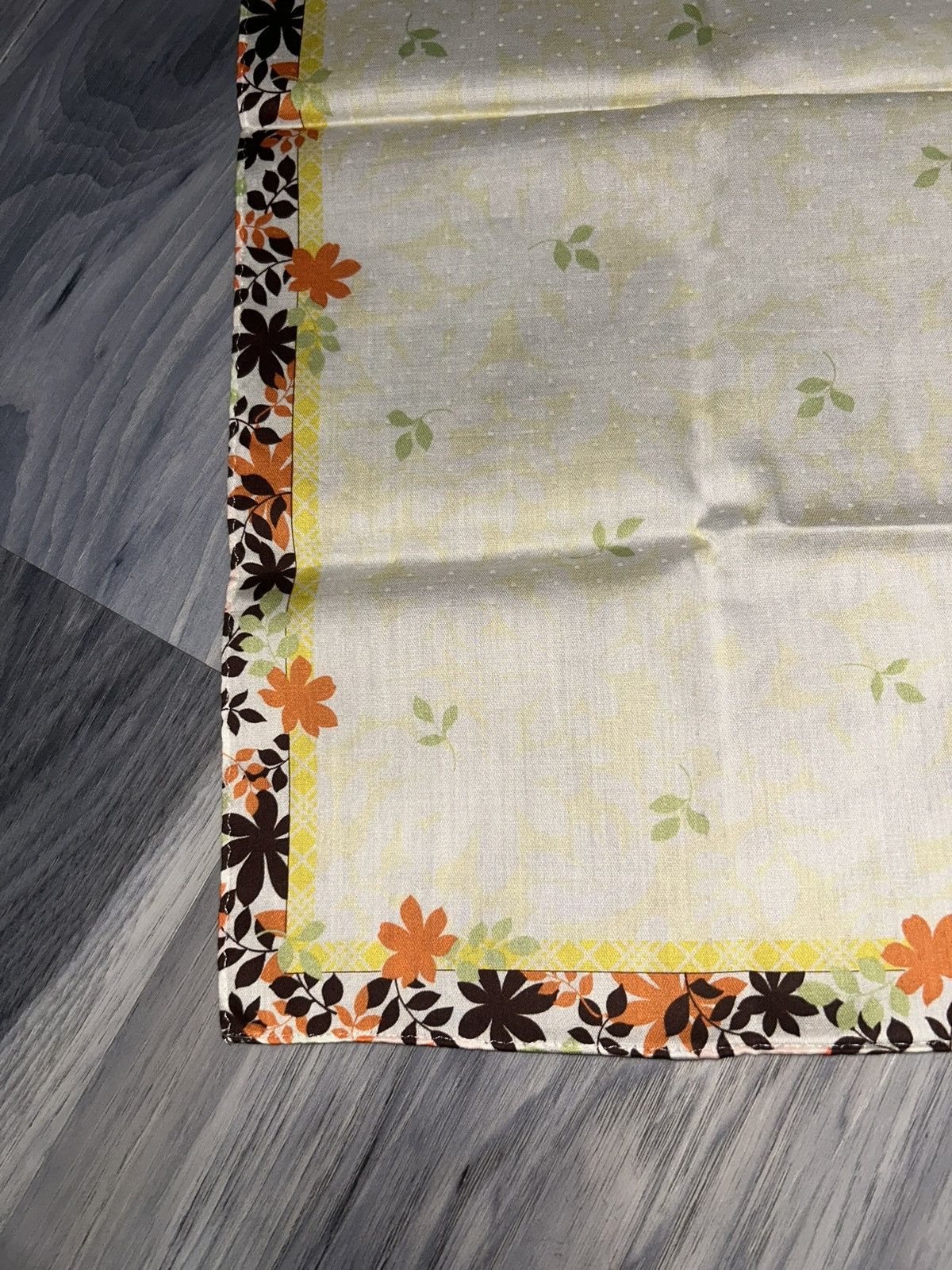 Burberry Burberry Orange & Brown Floral Border Cotton Handkerchief Size ONE SIZE - 6 Thumbnail