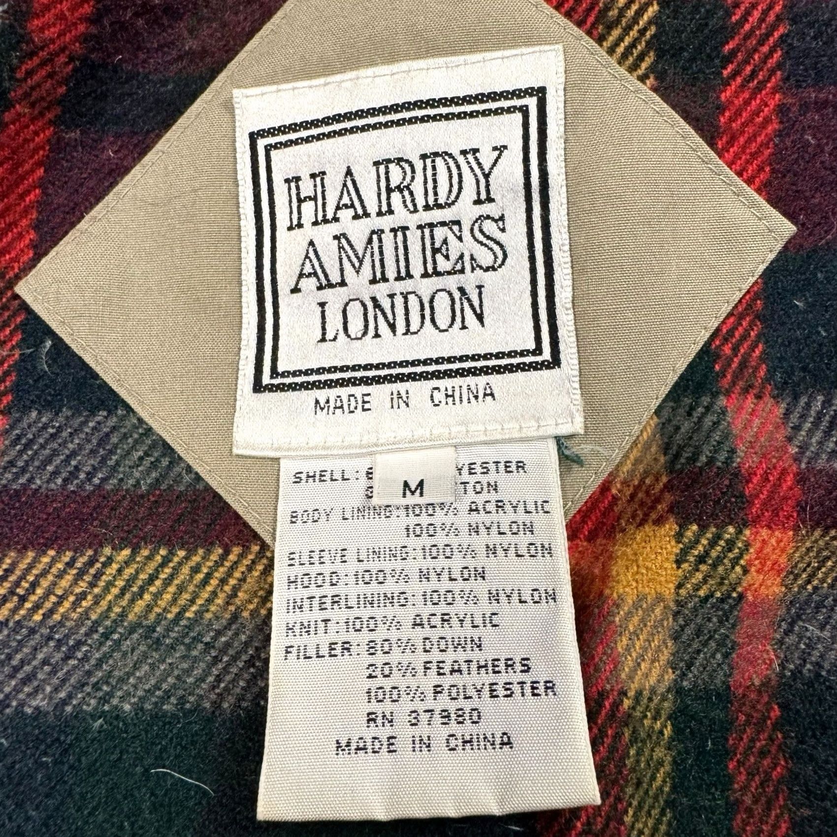 Hardy Amies VINTAGE Hardy Amies London Down Jacket Flannel Lined Men's M Full Zip Hooded Zipper Pockets 80s 90s London Mens Size US M / EU 48-50 / 2 - 7 Thumbnail