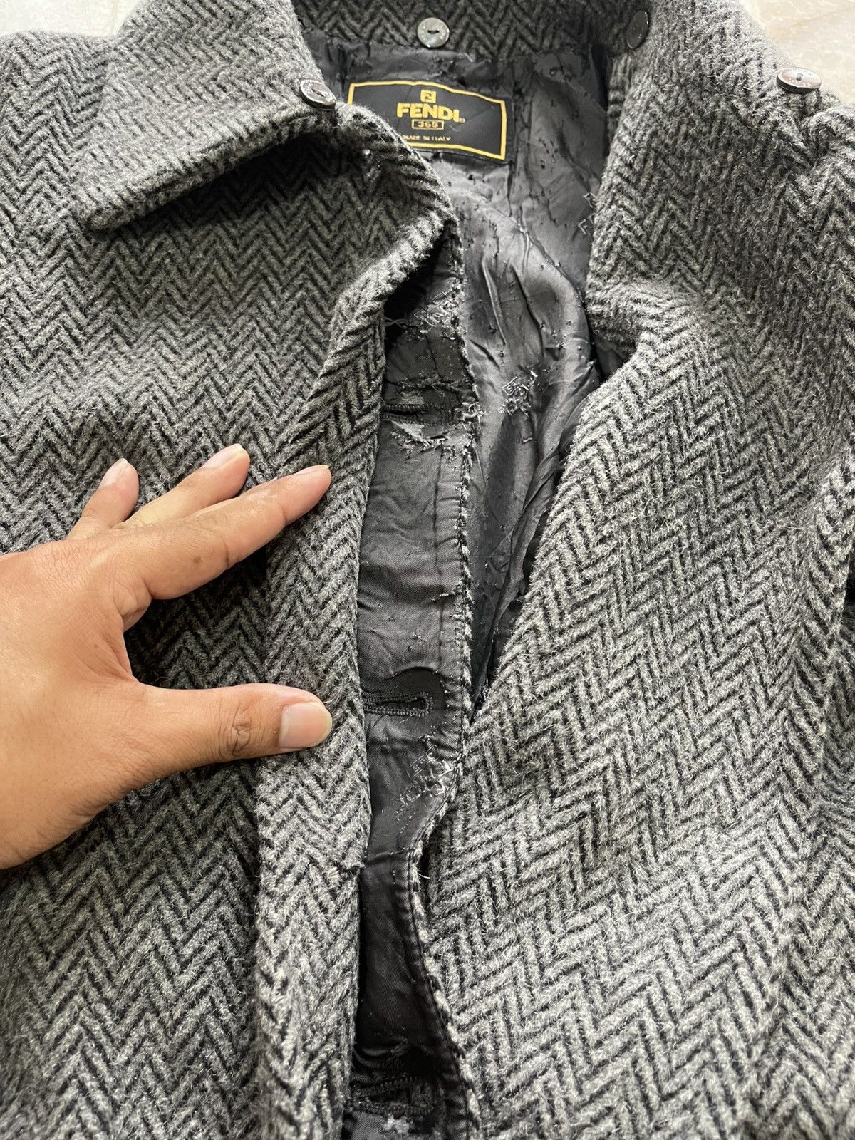 Fendi 90s Fendi Herringbone Alpaca Mohair Long Coat Size US L / EU 52-54 / 3 - 17 Thumbnail