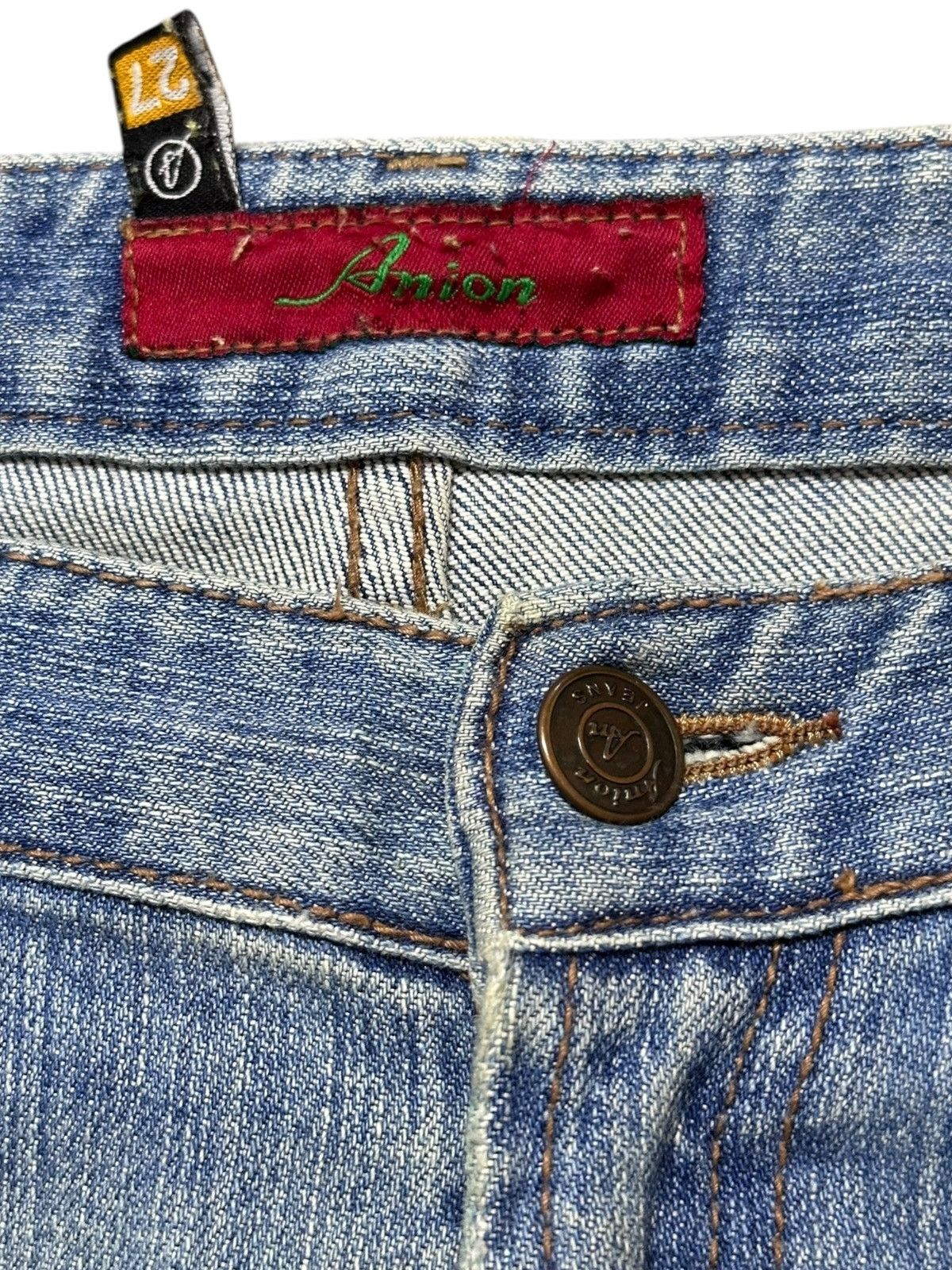 Le Grande Bleu (L.G.B.) Vintage Anion Flare Faded paint Spaltter Blinker Denim Size US 30 / EU 46 - 7 Thumbnail