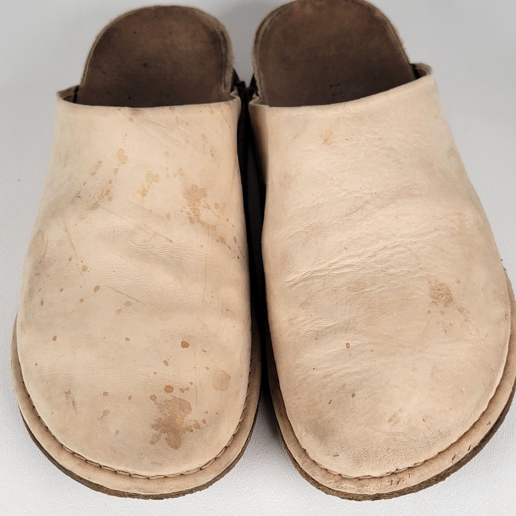 Vintage Jenni Kayne Mules Women Slip-On Flat Brown Tan Leather Suede Size 6 US 37 EU 37/6 Mens Womens Girls? Size US 6 / IT 36 - 2 Thumbnail