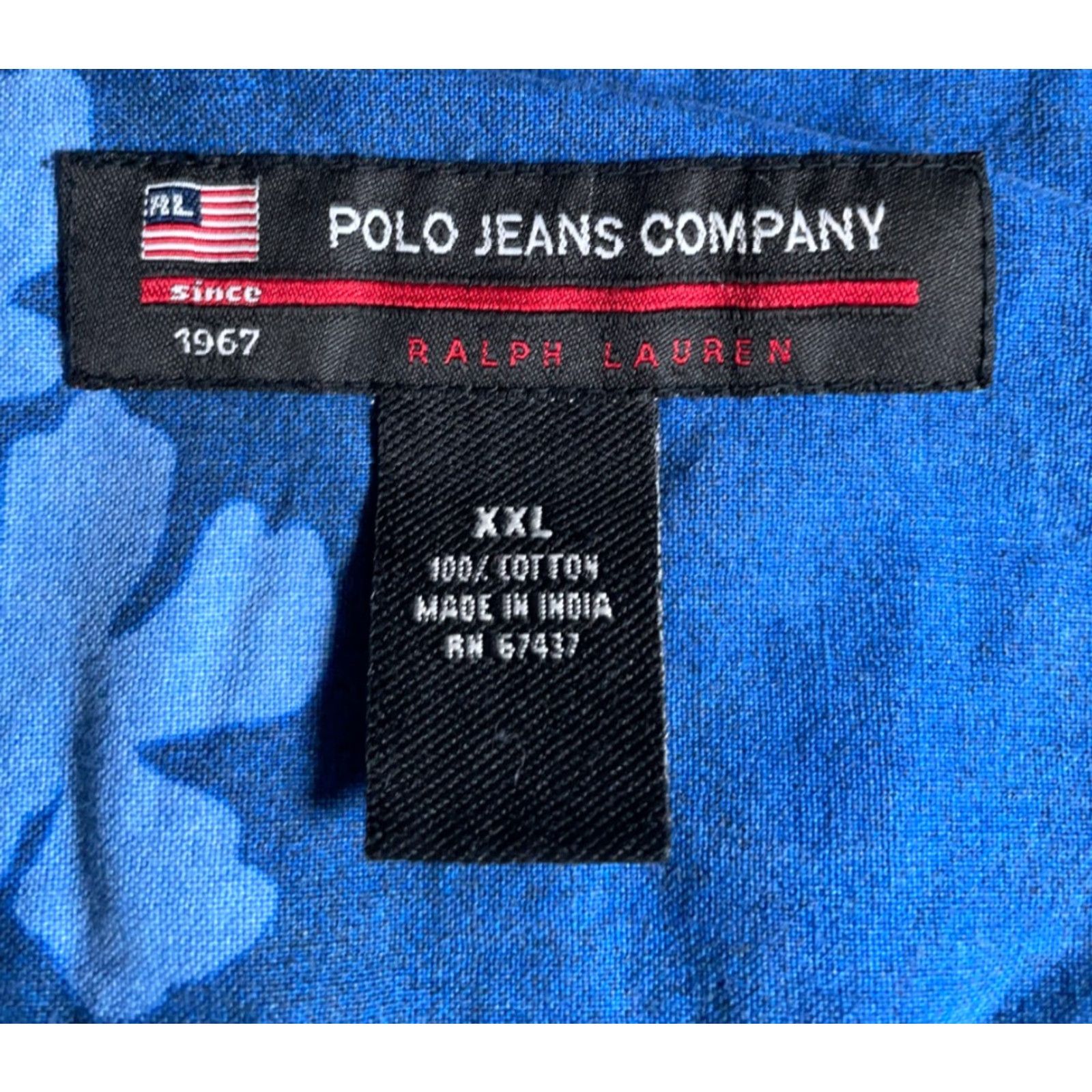 Polo Ralph Lauren Polo Jeans Loop Collar Shirt Men's 2XL Blue Floral Aloha Hawaiian Ralph Lauren Shirt Casual 90s Hipster Retro Size US XXL / EU 58 / 5 - 3 Thumbnail