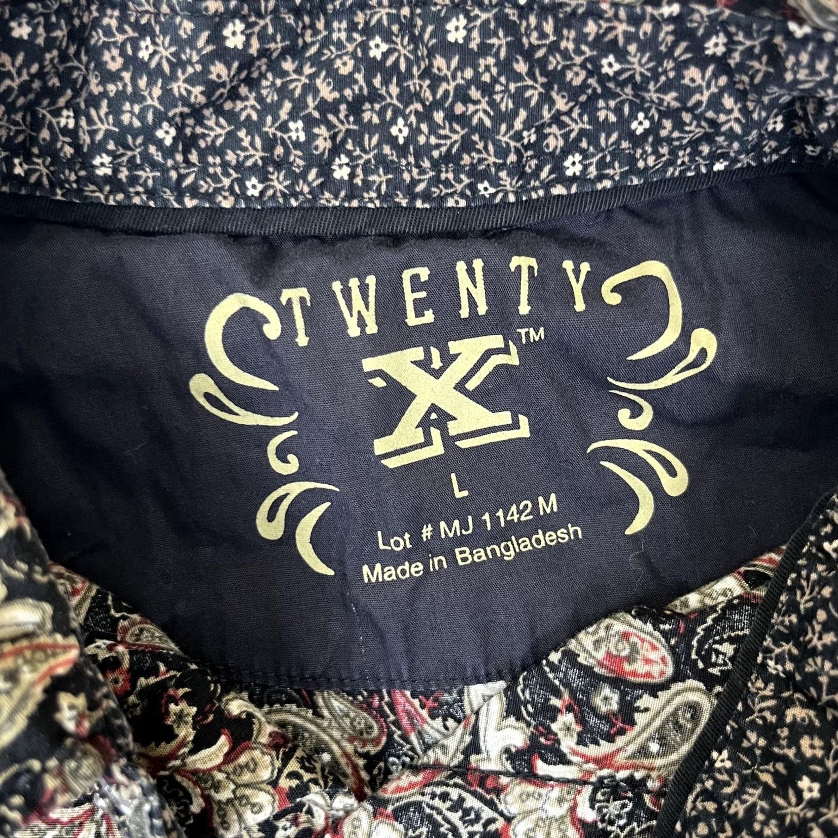 Vintage Twenty X Shirt Mens Large Black Paisley Long Sleeve Casual Snap Front Western Size US L / EU 52-54 / 3 - 4 Thumbnail